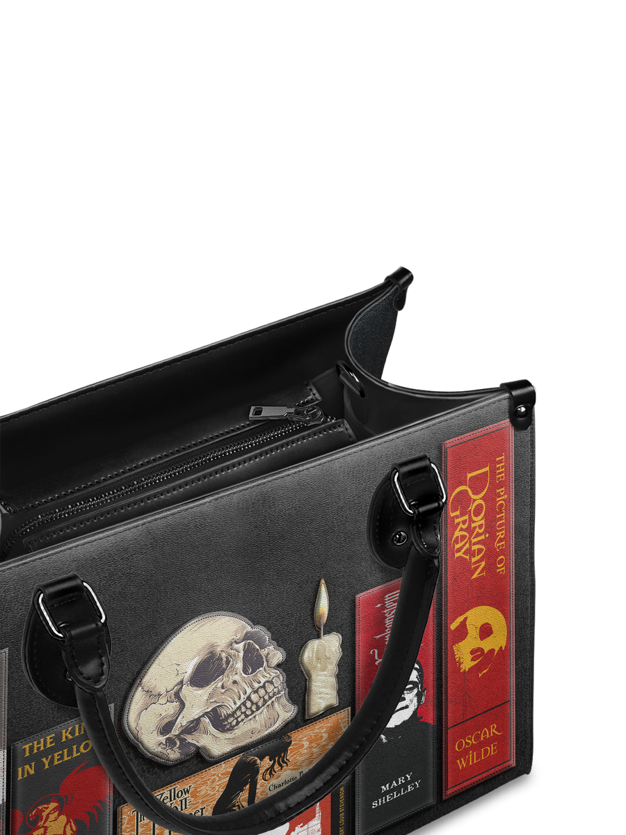 "The Codex of Gothic Tales" Deadlight Black - Black Interior - Leather Handbag