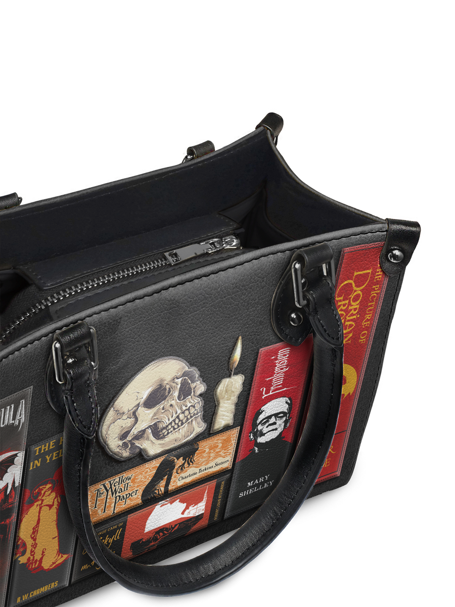 "The Codex of Gothic Tales" Deadlight Black - Black Interior - Small Leather Handbag