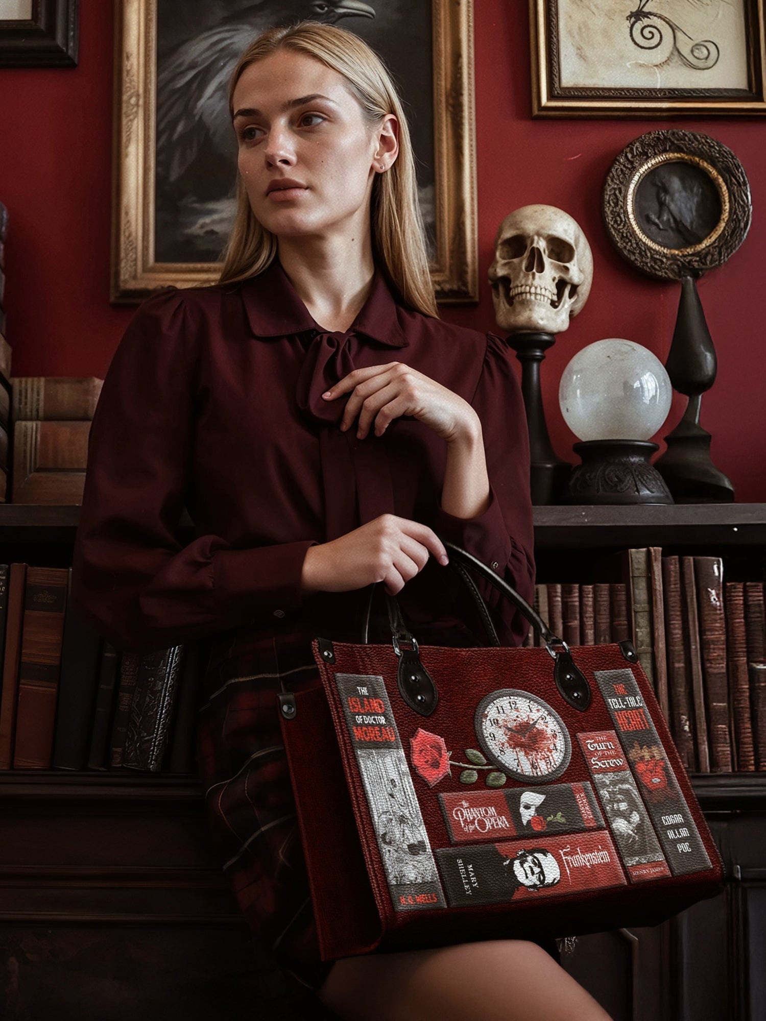 "The Crimson Codex" - Black Interior - Leather Handbag