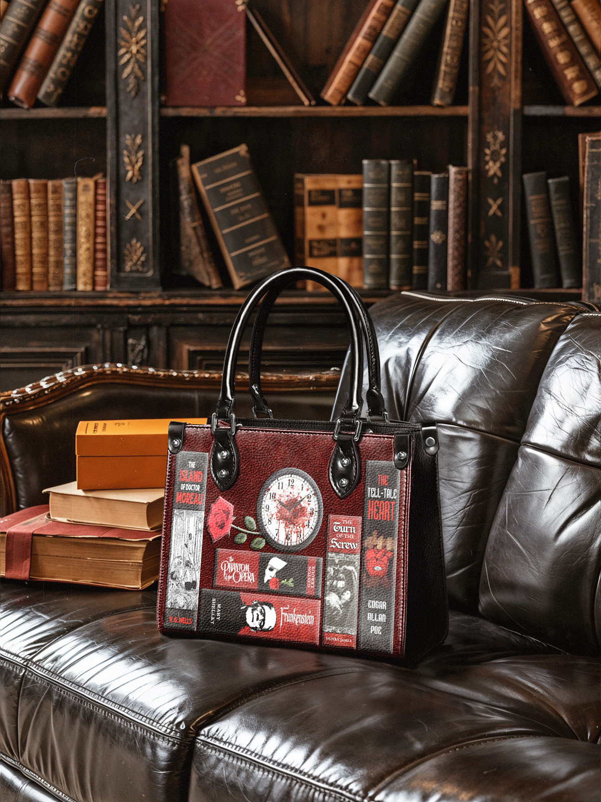 "The Crimson Codex" - Black Interior - Small Leather Handbag
