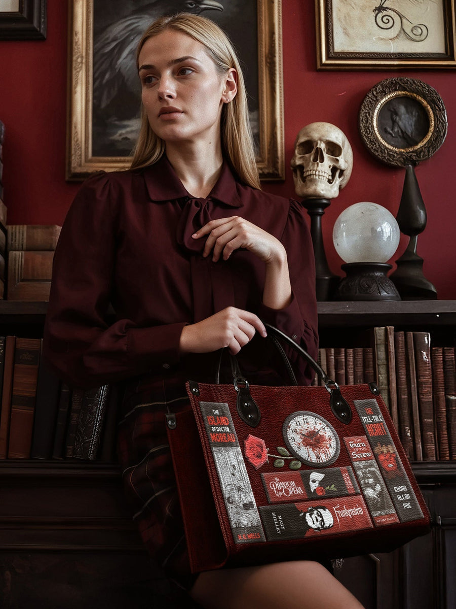 "The Crimson Codex" - Black Interior - Leather Handbag