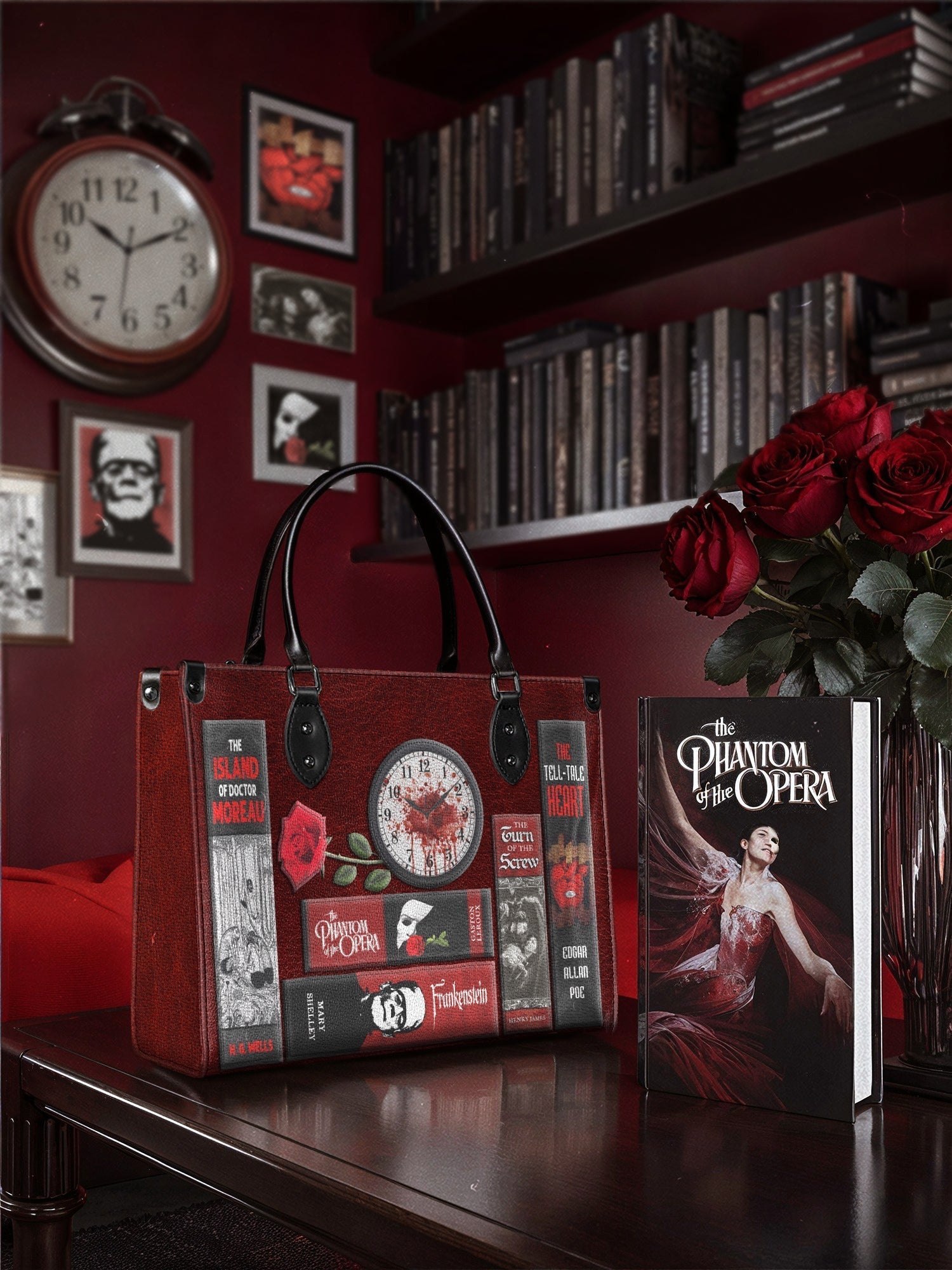 "The Crimson Codex" - Black Interior - Leather Handbag