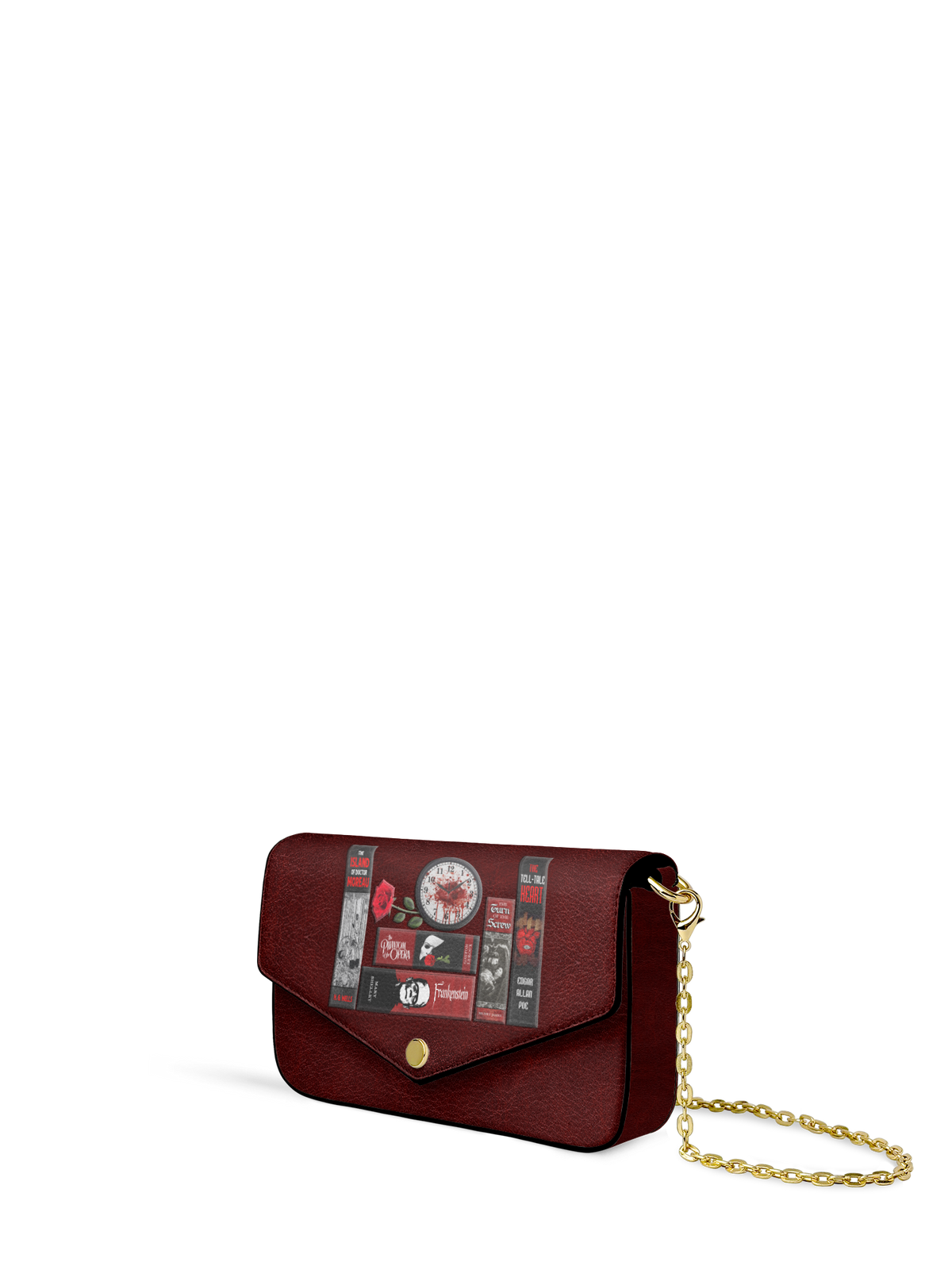 "The Crimson Codex" Envelope Chain Crossbody Bag