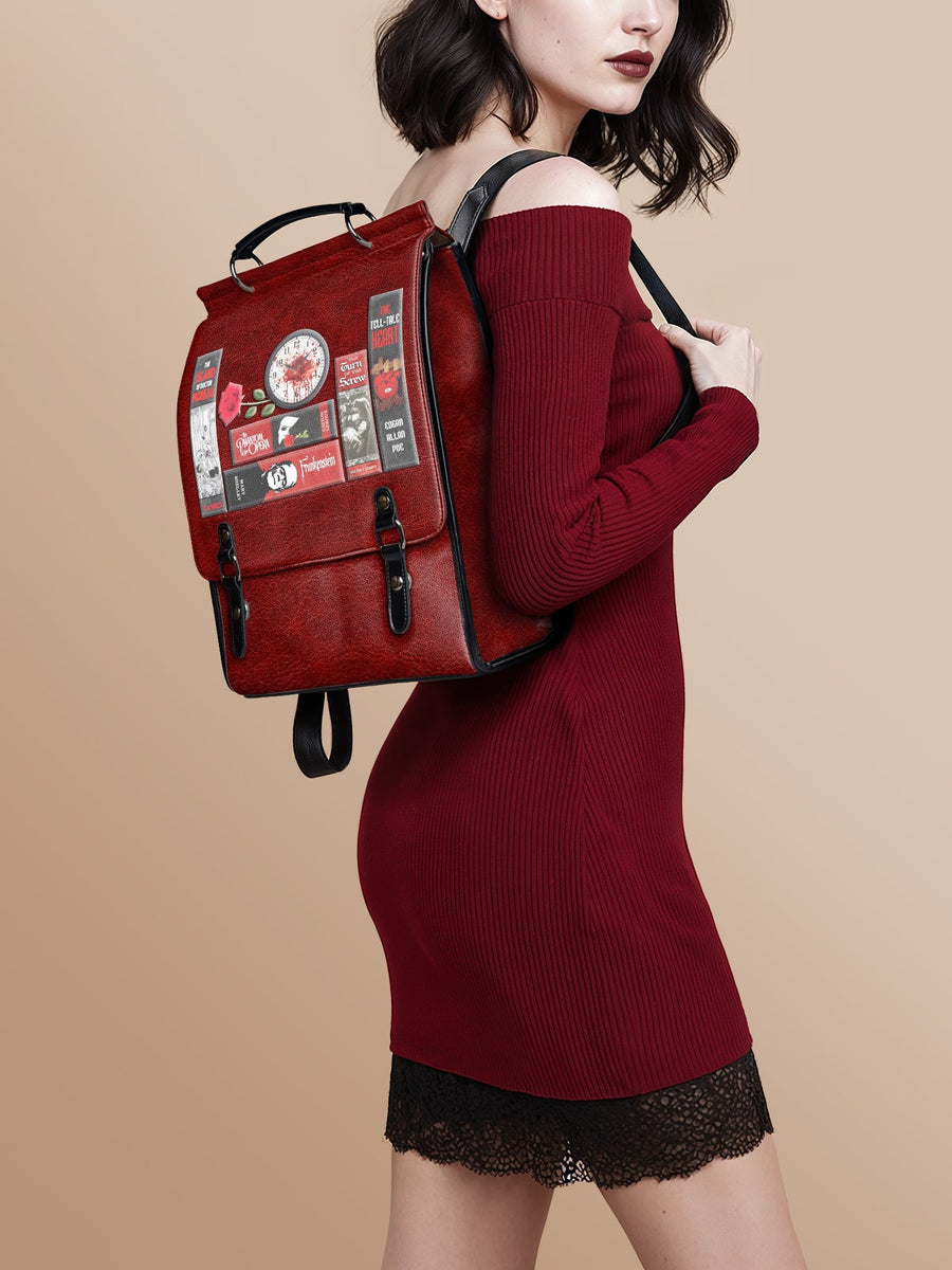 "The Crimson Codex" Leather Backpack