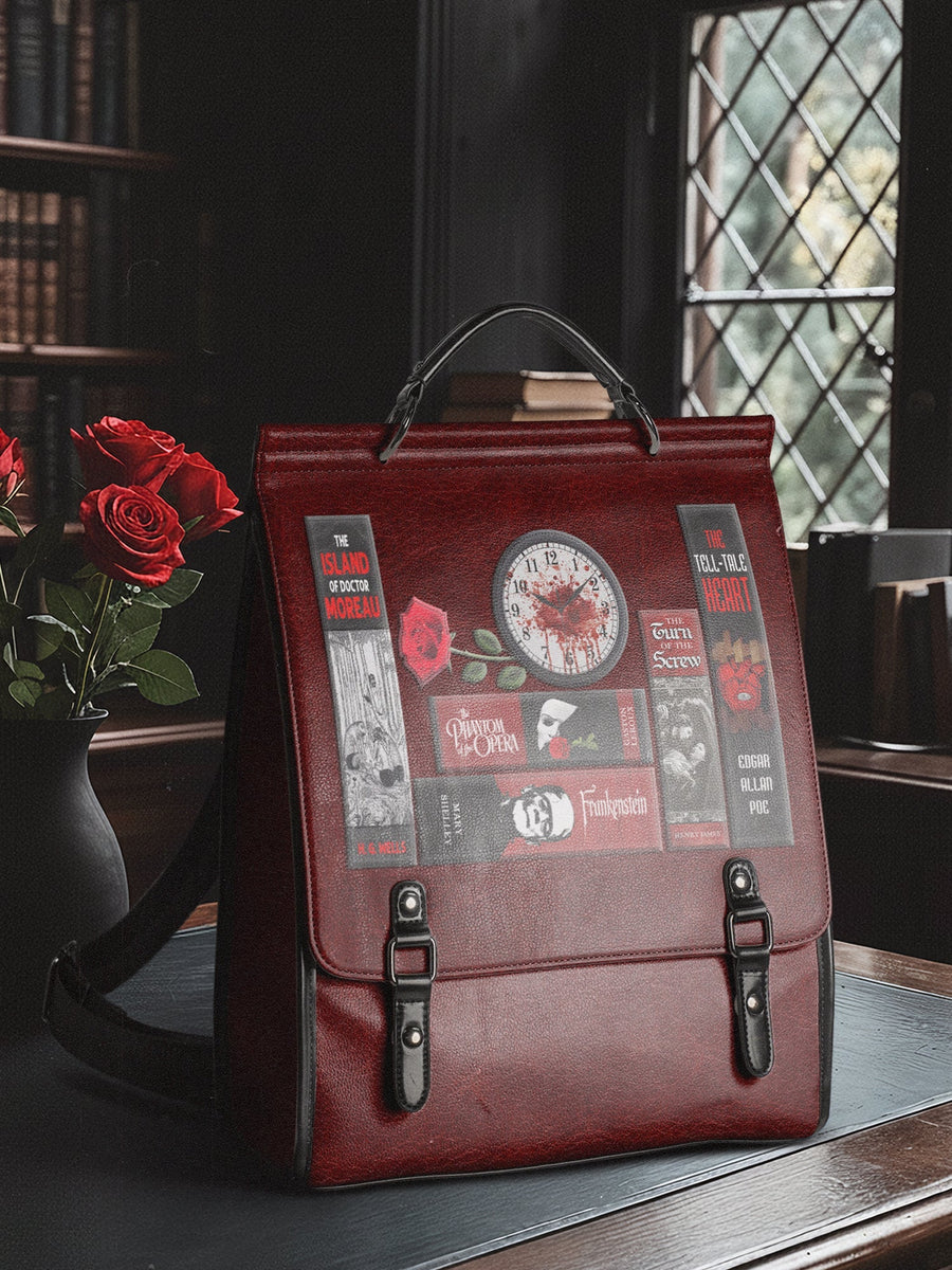 "The Crimson Codex" Leather Backpack