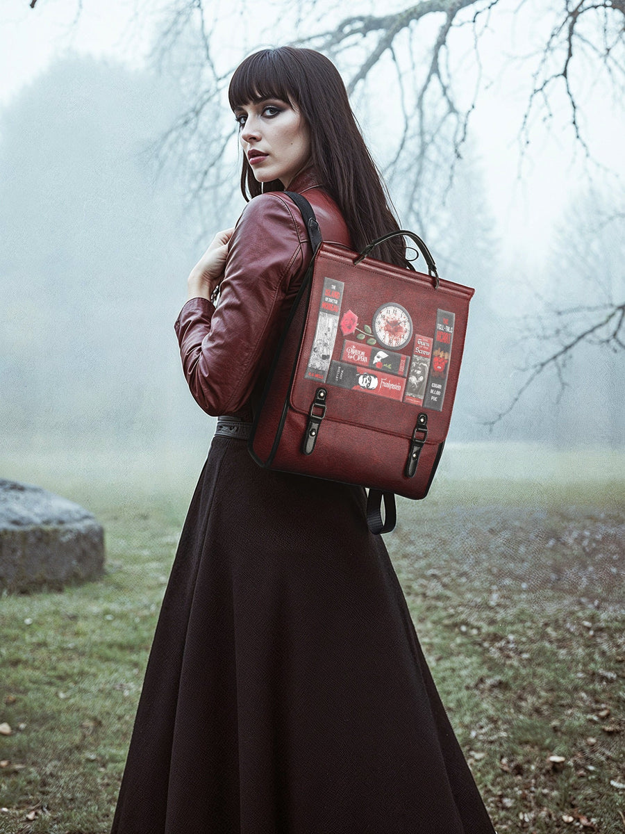 "The Crimson Codex" Leather Backpack