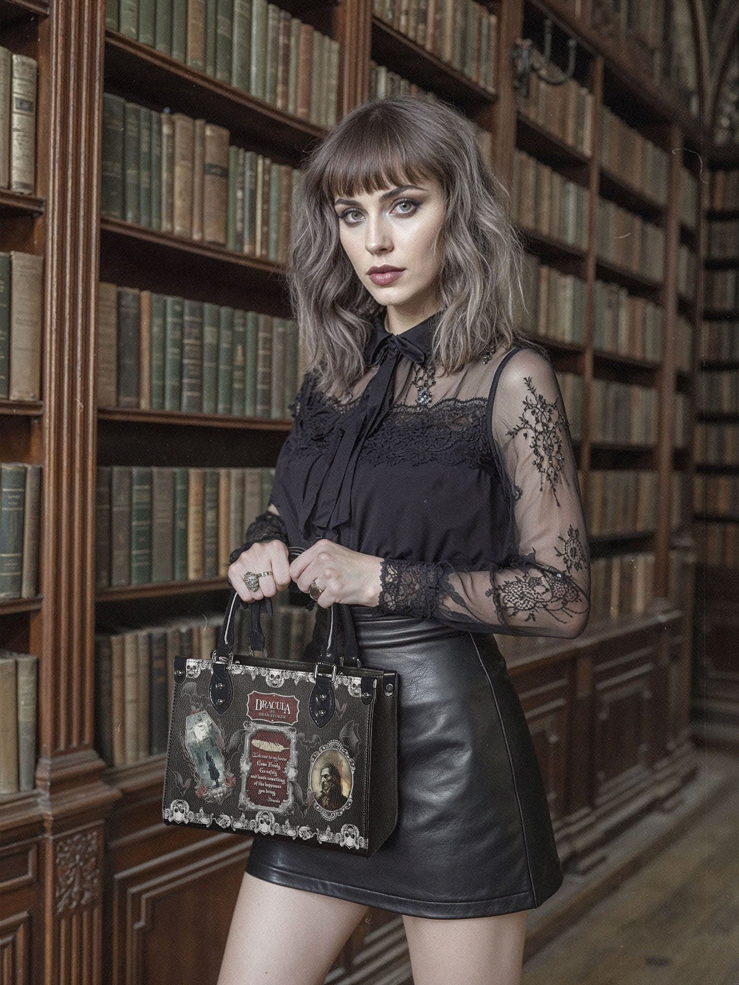 "The Dracula" - Black Interior - Small Leather Handbag