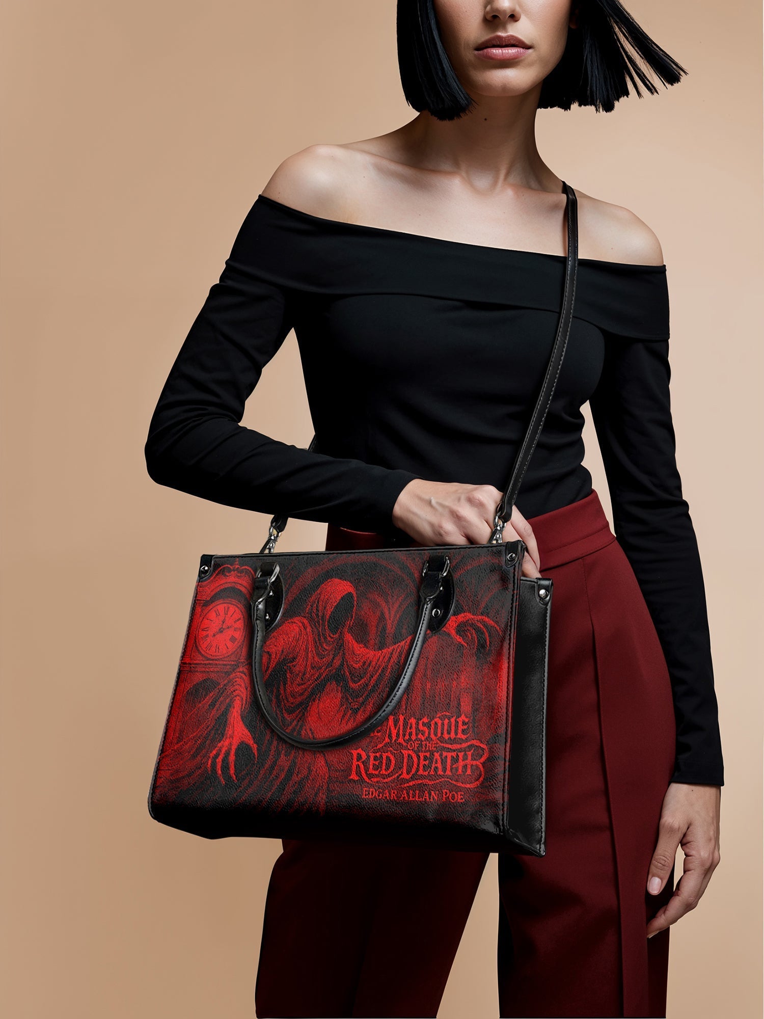 "The Masque Of The Red Death" - Black Interior - Leather Handbag