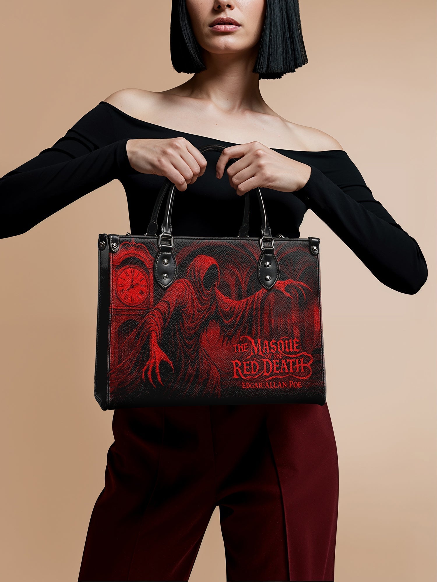 "The Masque Of The Red Death" - Black Interior - Leather Handbag