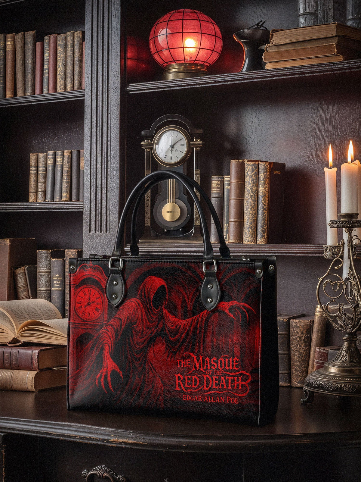 "The Masque Of The Red Death" - Black Interior - Leather Handbag