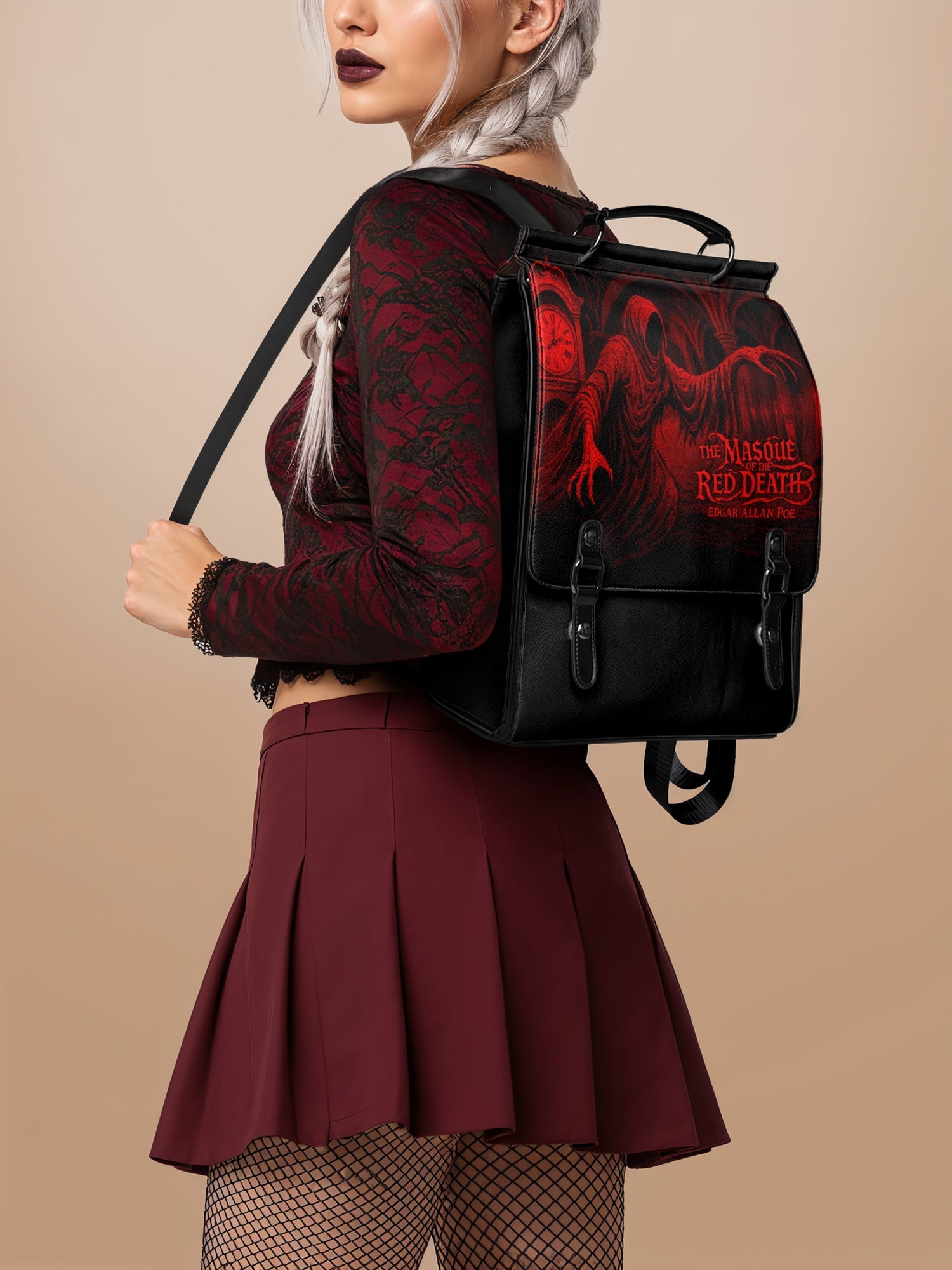 "The Masque Of The Red Death" Leather Backpack