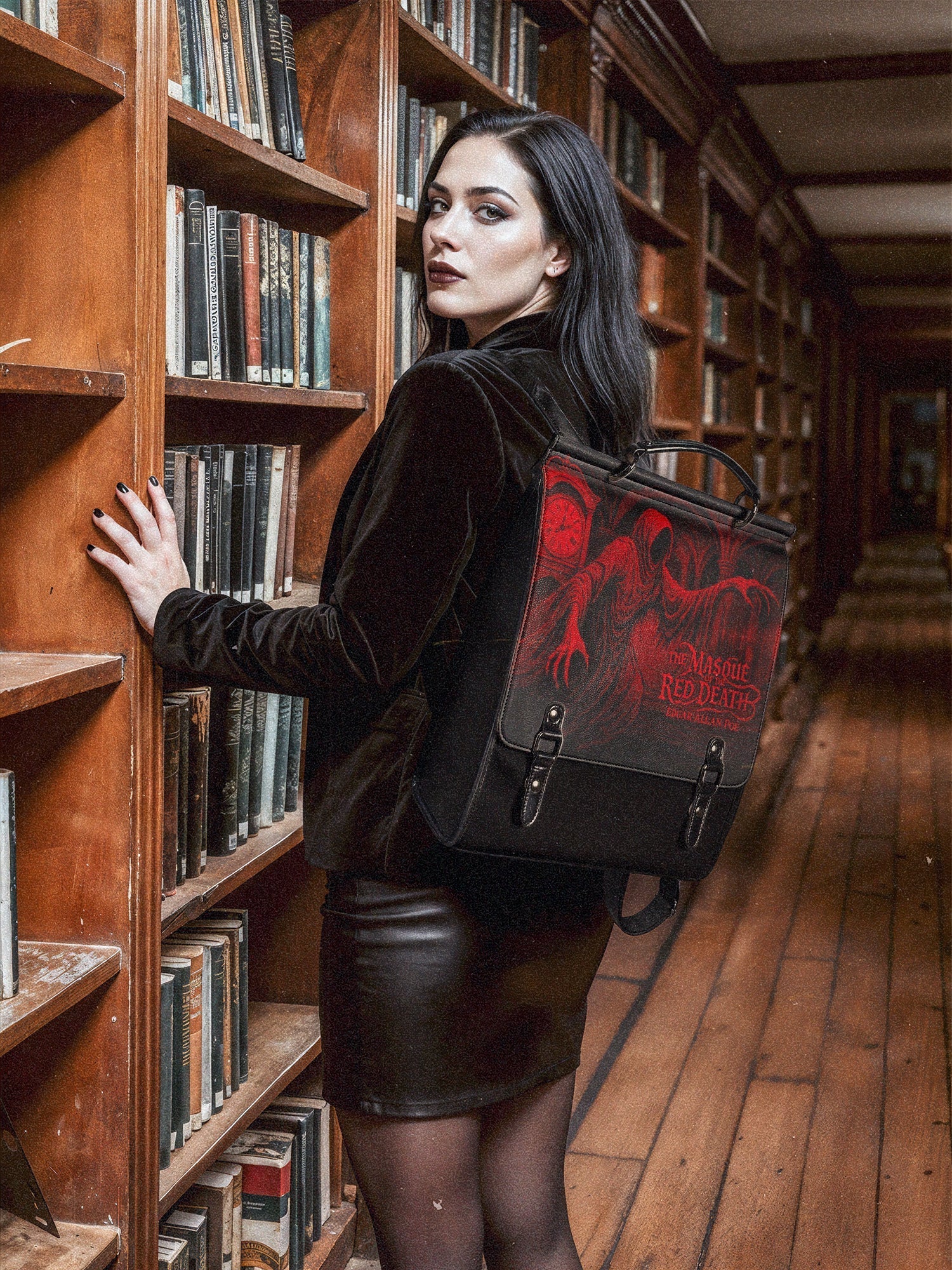 "The Masque Of The Red Death" Leather Backpack