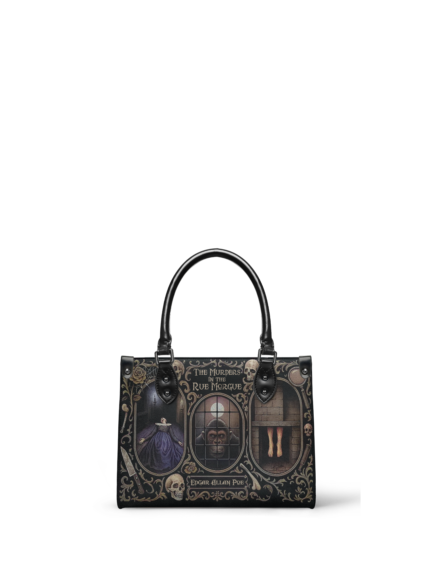 "The Murders In The Rue Morgue" - Black Interior - Small Leather Handbag