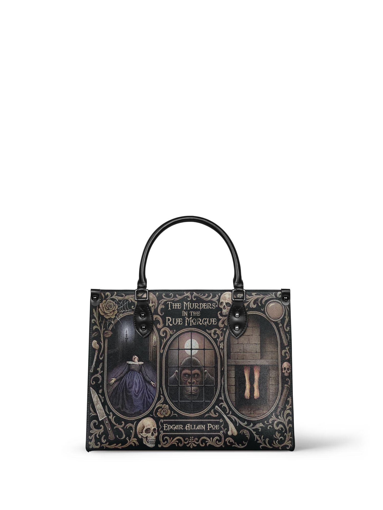 "The Murders In The Rue Morgue" - Black Interior - Leather Handbag