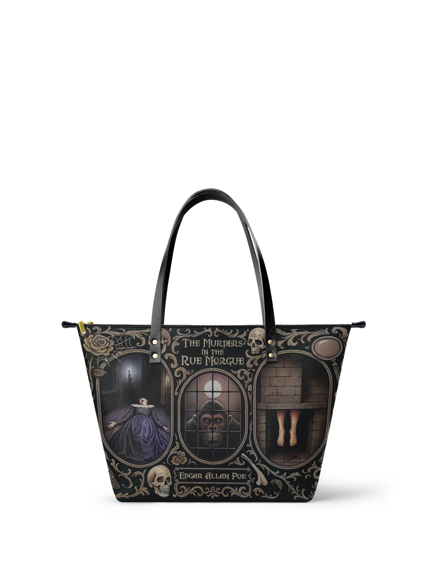 "The Murders In The Rue Morgue" Leather Tote Bag
