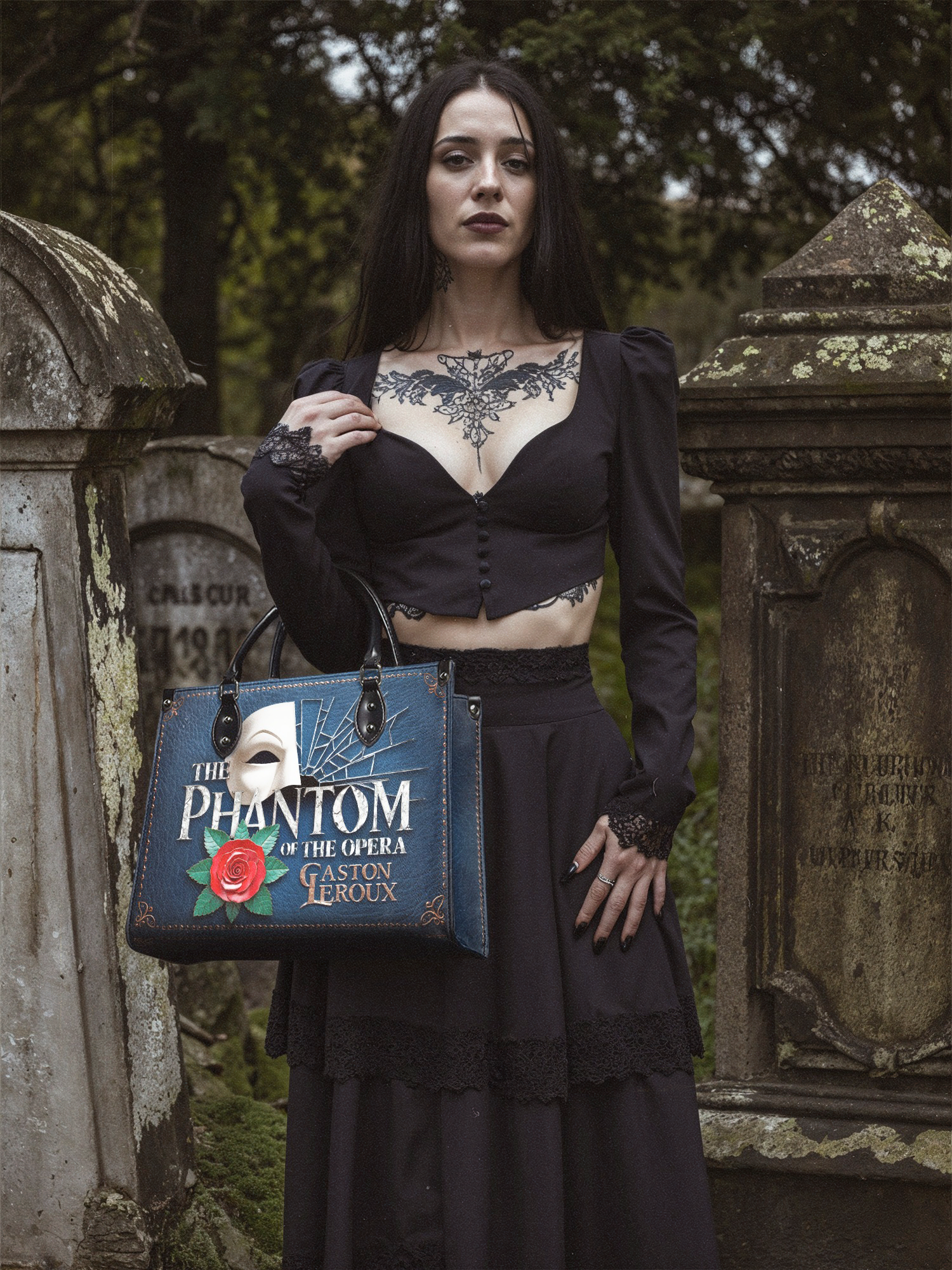 "The Phantom Of The Opera" - Black Interior - Leather Handbag