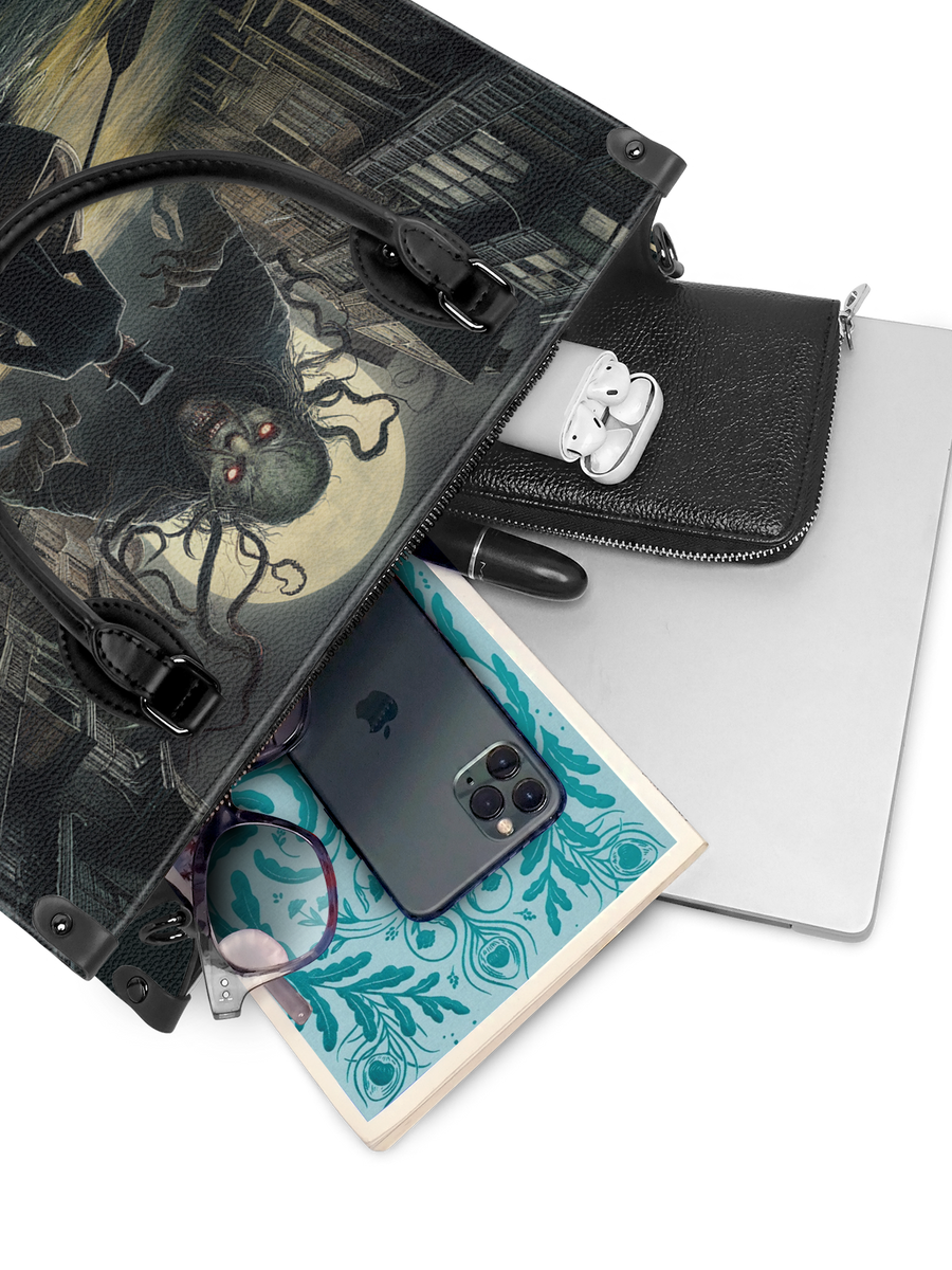 "The Shadow Over Innsmouth" - Black Interior - Leather Handbag