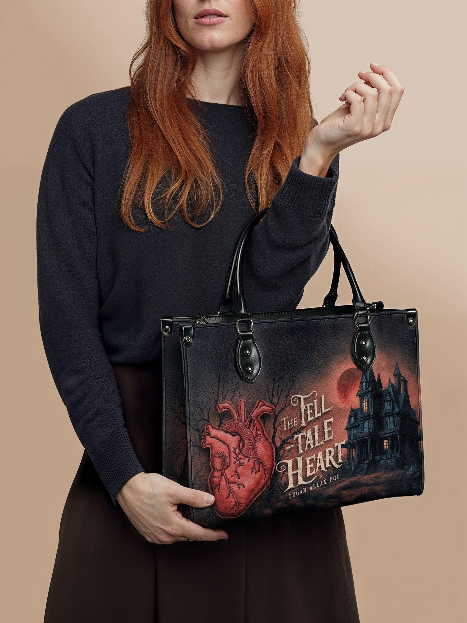 "The Tell-Tale Heart" - Black Interior - Leather Handbag