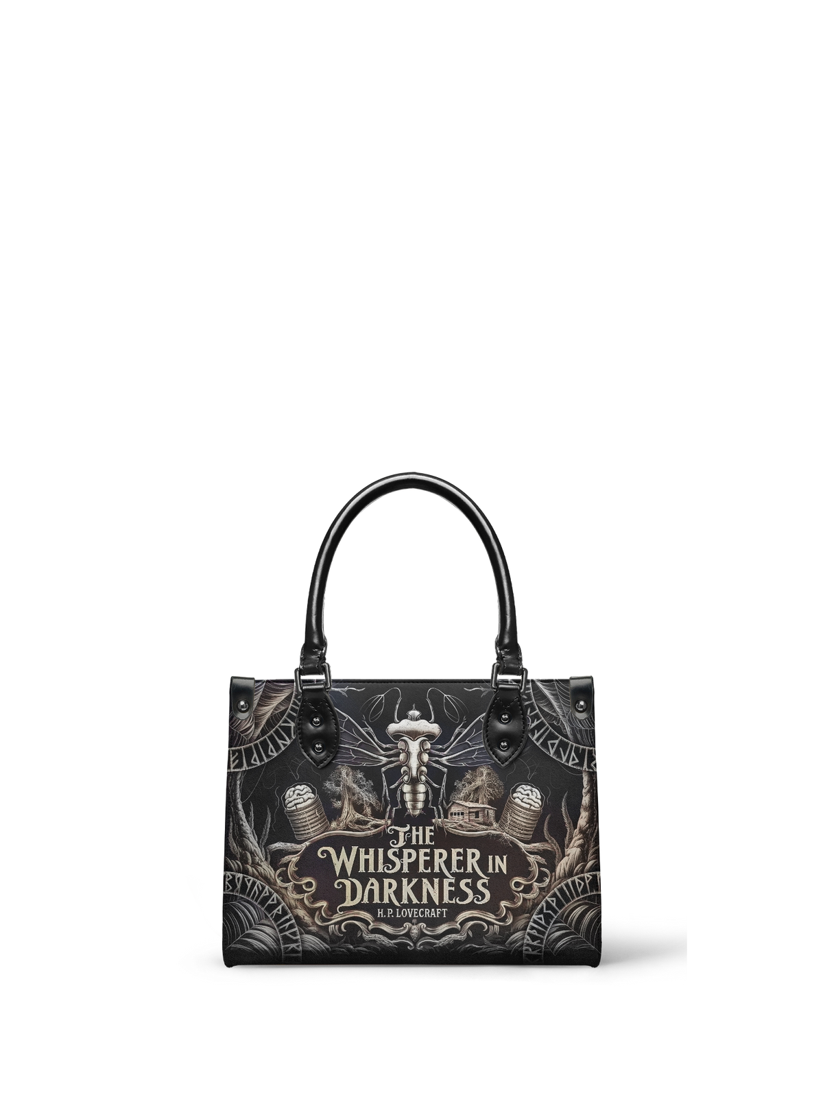 "The Whisperer In Darkness" - Black Interior - Small Leather Handbag