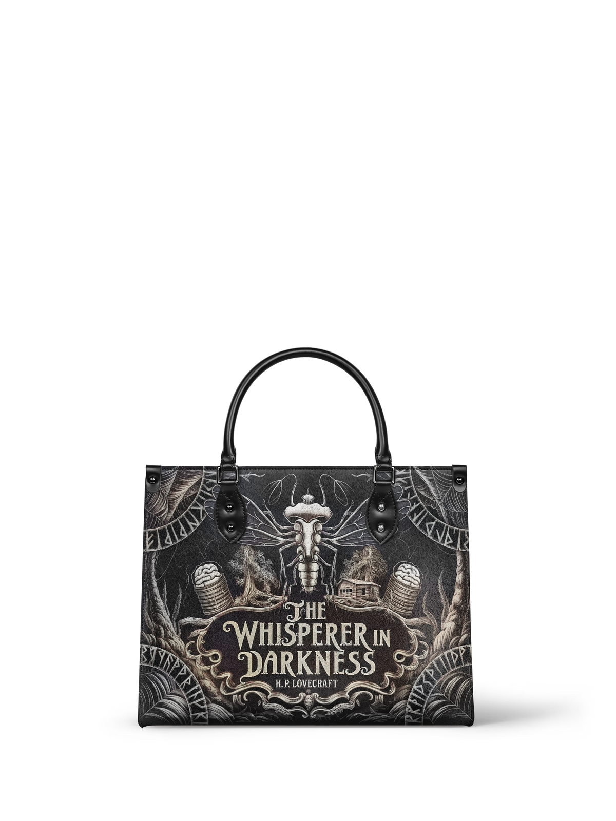 "The Whisperer In Darkness" - Black Interior - Leather Handbag