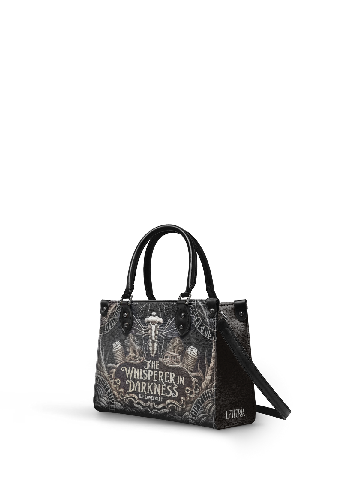 "The Whisperer In Darkness" - Black Interior - Small Leather Handbag