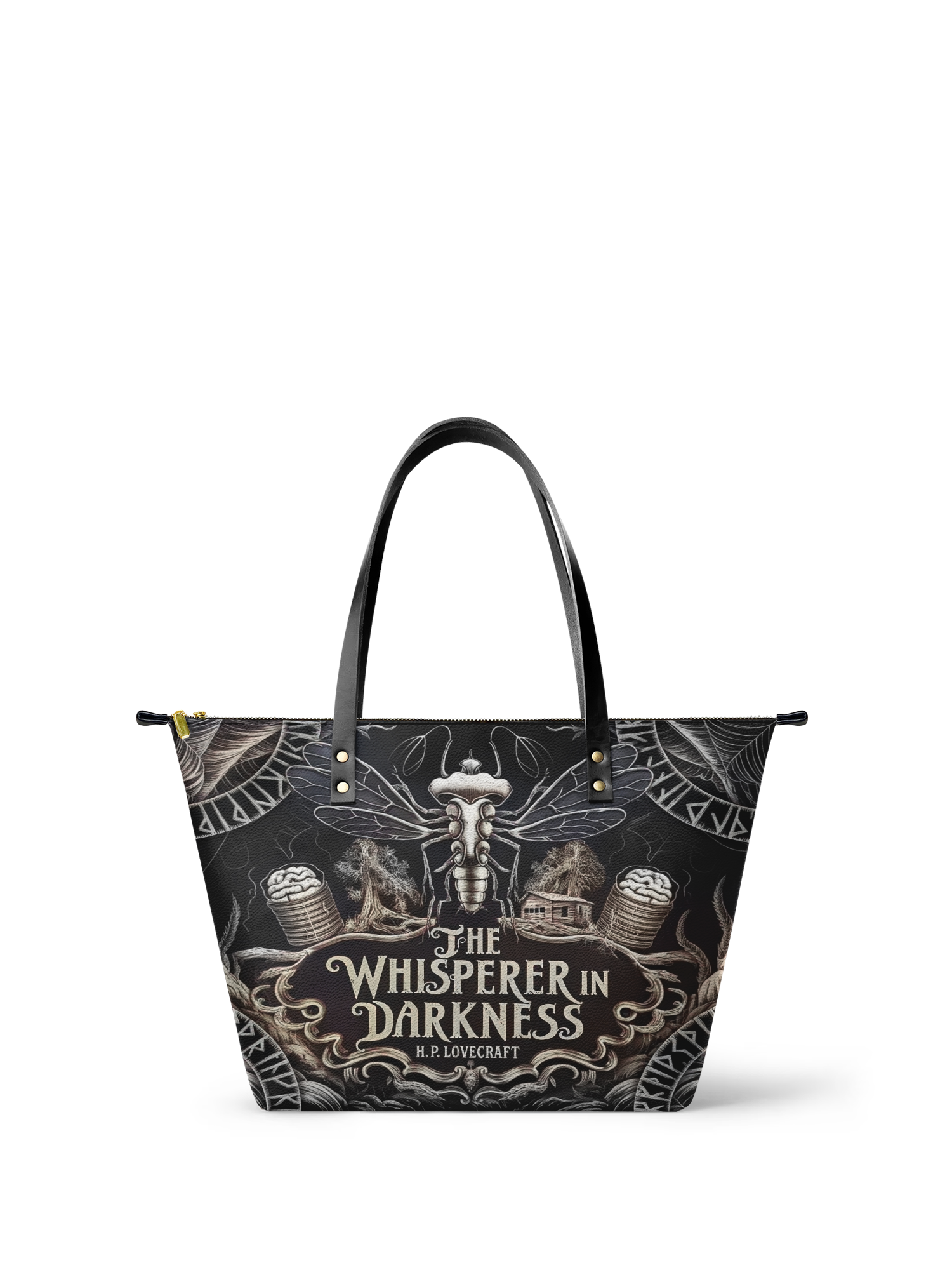 "The Whisperer In Darkness" Leather Tote Bag