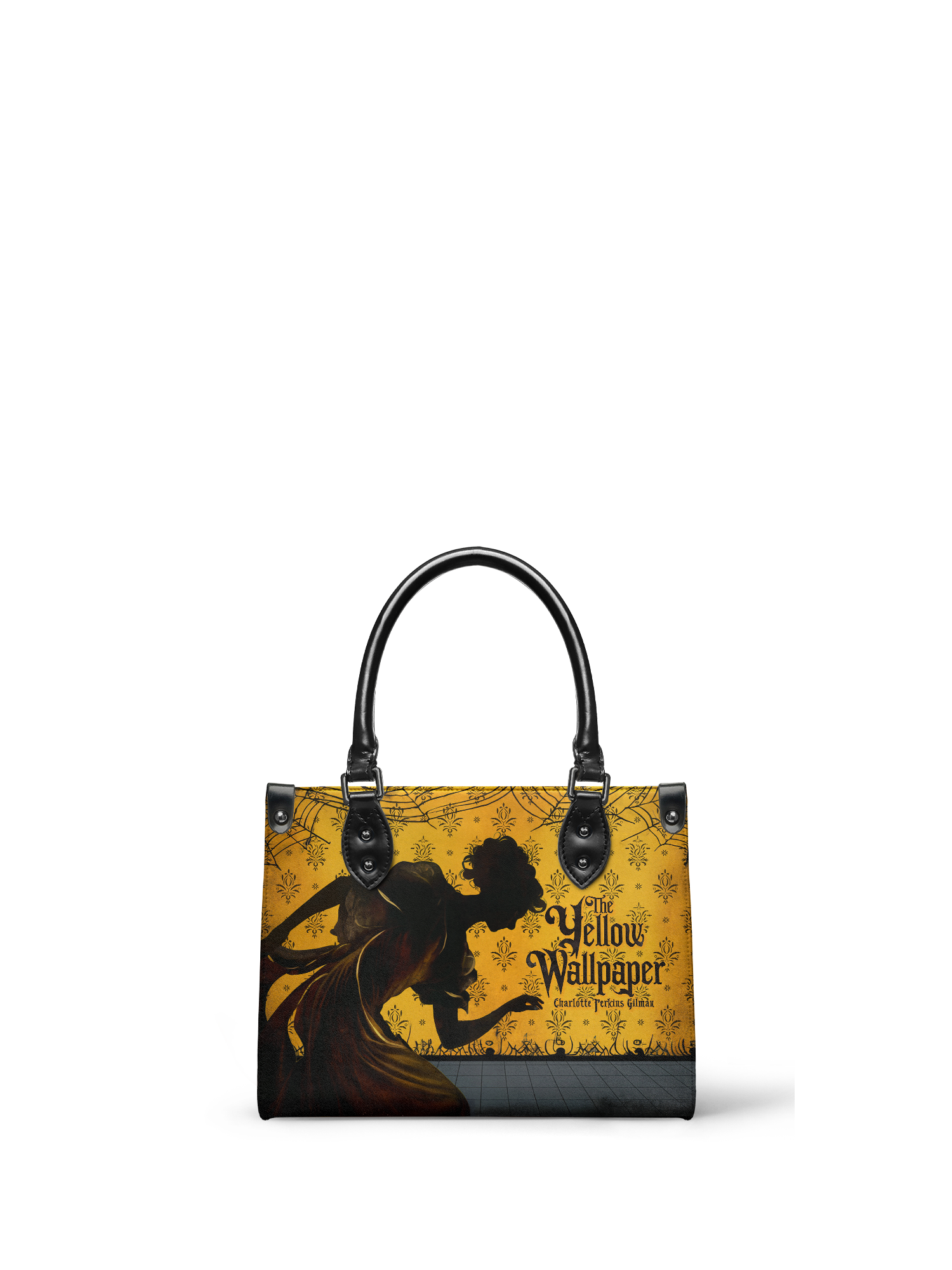 "The Yellow Wallpaper" - Black Interior - Small Leather Handbag
