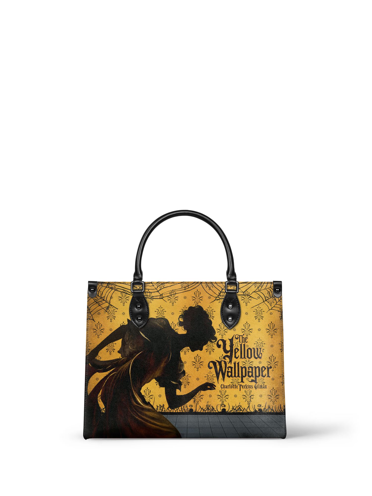 "The Yellow Wallpaper" - Black Interior - Leather Handbag