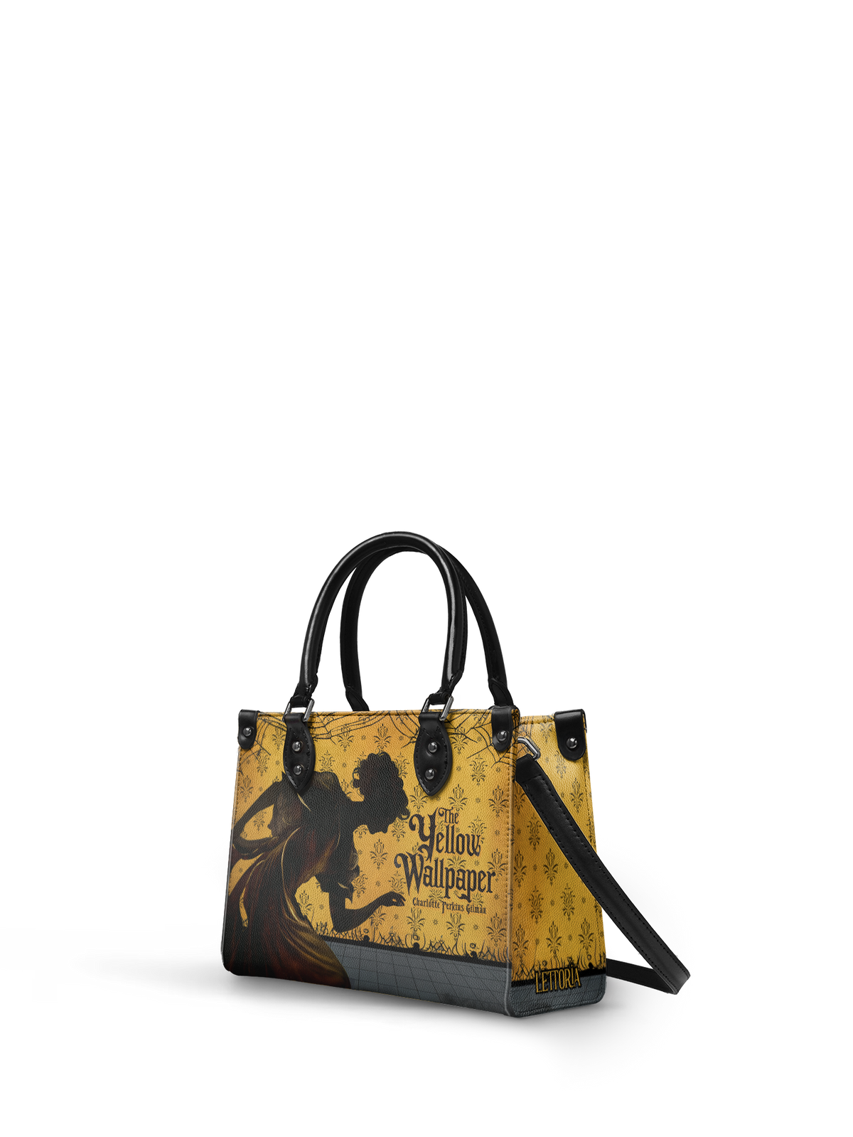 "The Yellow Wallpaper" - Black Interior - Small Leather Handbag