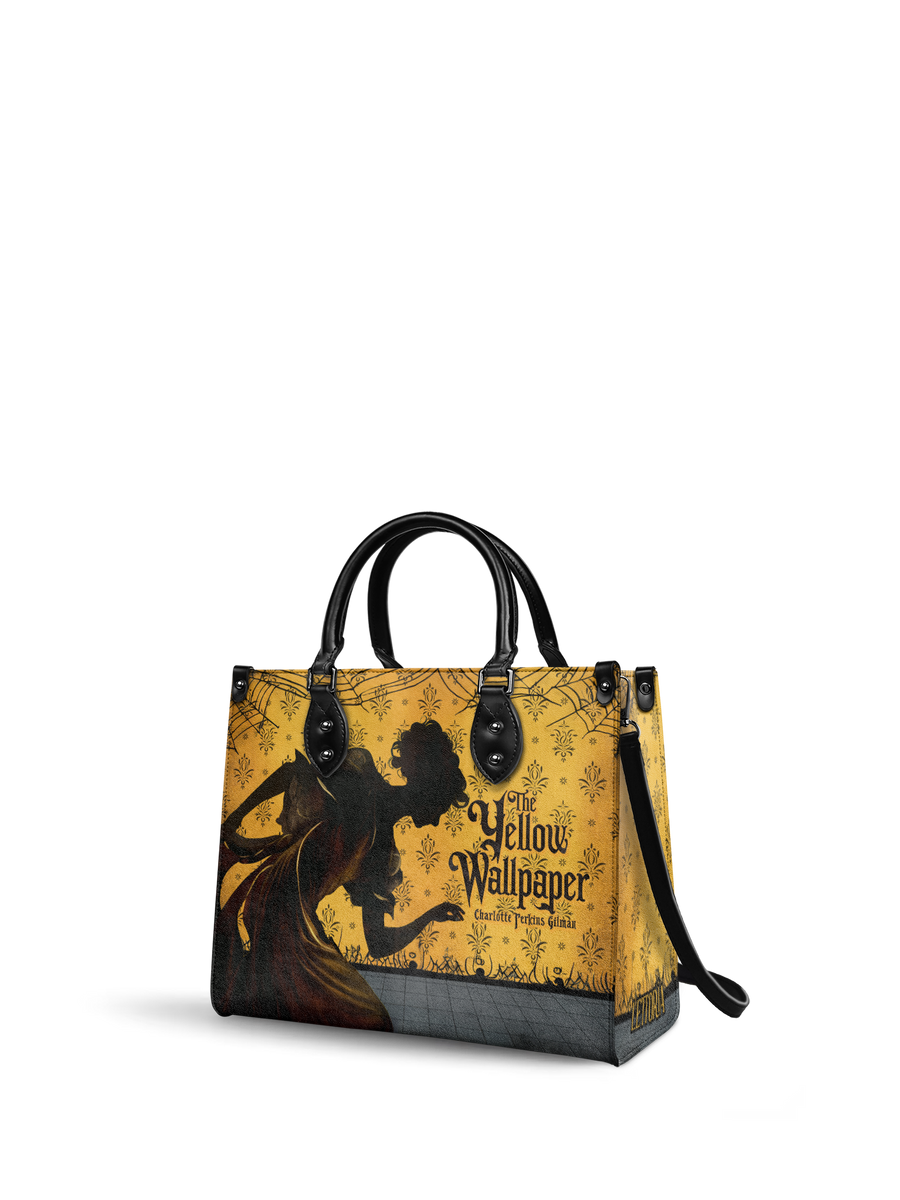"The Yellow Wallpaper" - Black Interior - Leather Handbag