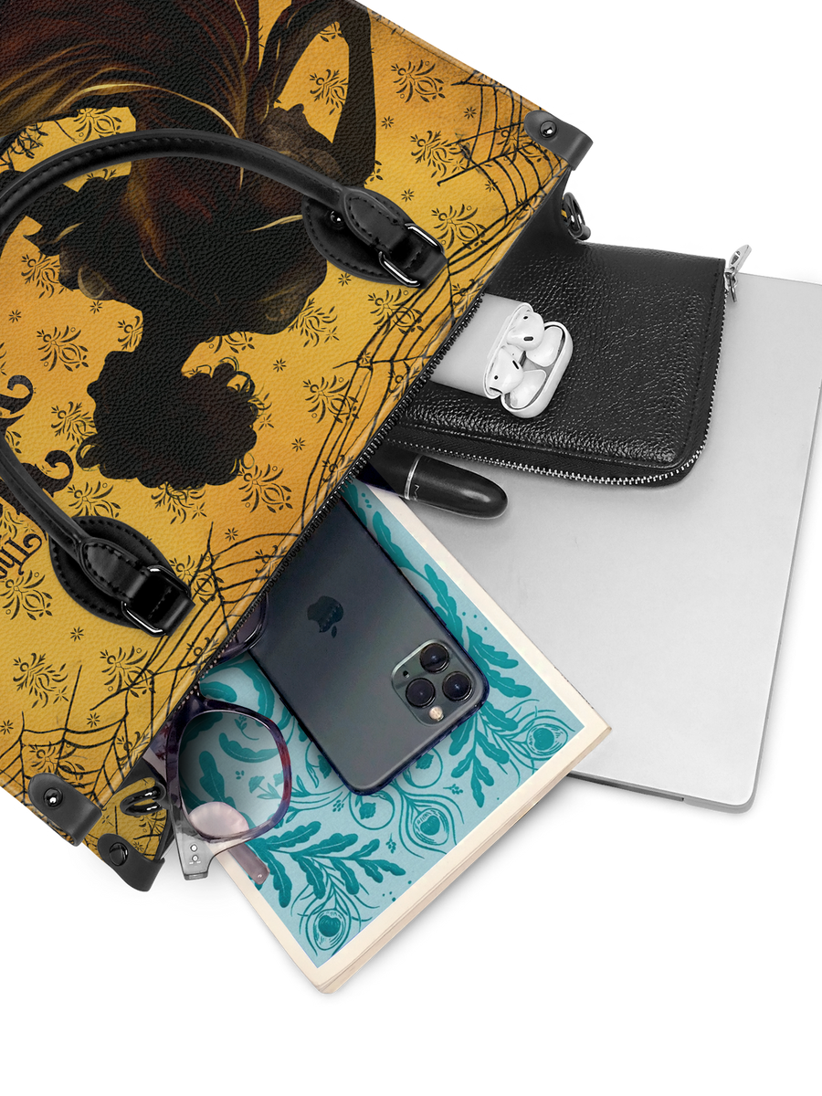 "The Yellow Wallpaper" - Black Interior - Leather Handbag
