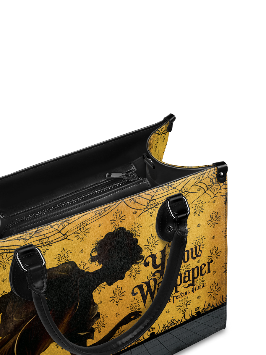 "The Yellow Wallpaper" - Black Interior - Leather Handbag