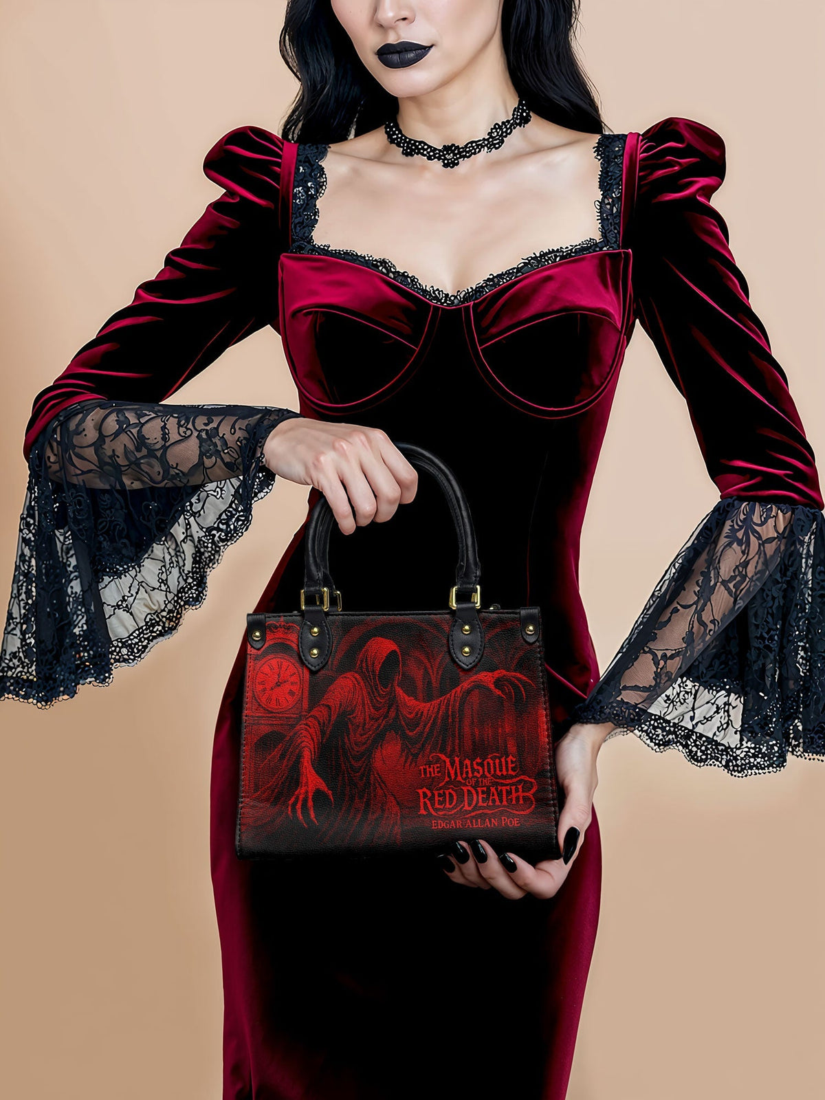 "The Masque Of The Red Death" Small Leather Handbag