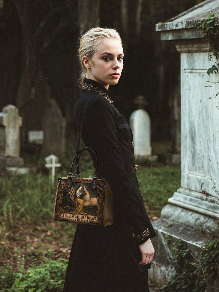 "A Dream Within A Dream" - Black Interior - Small Leather Handbag