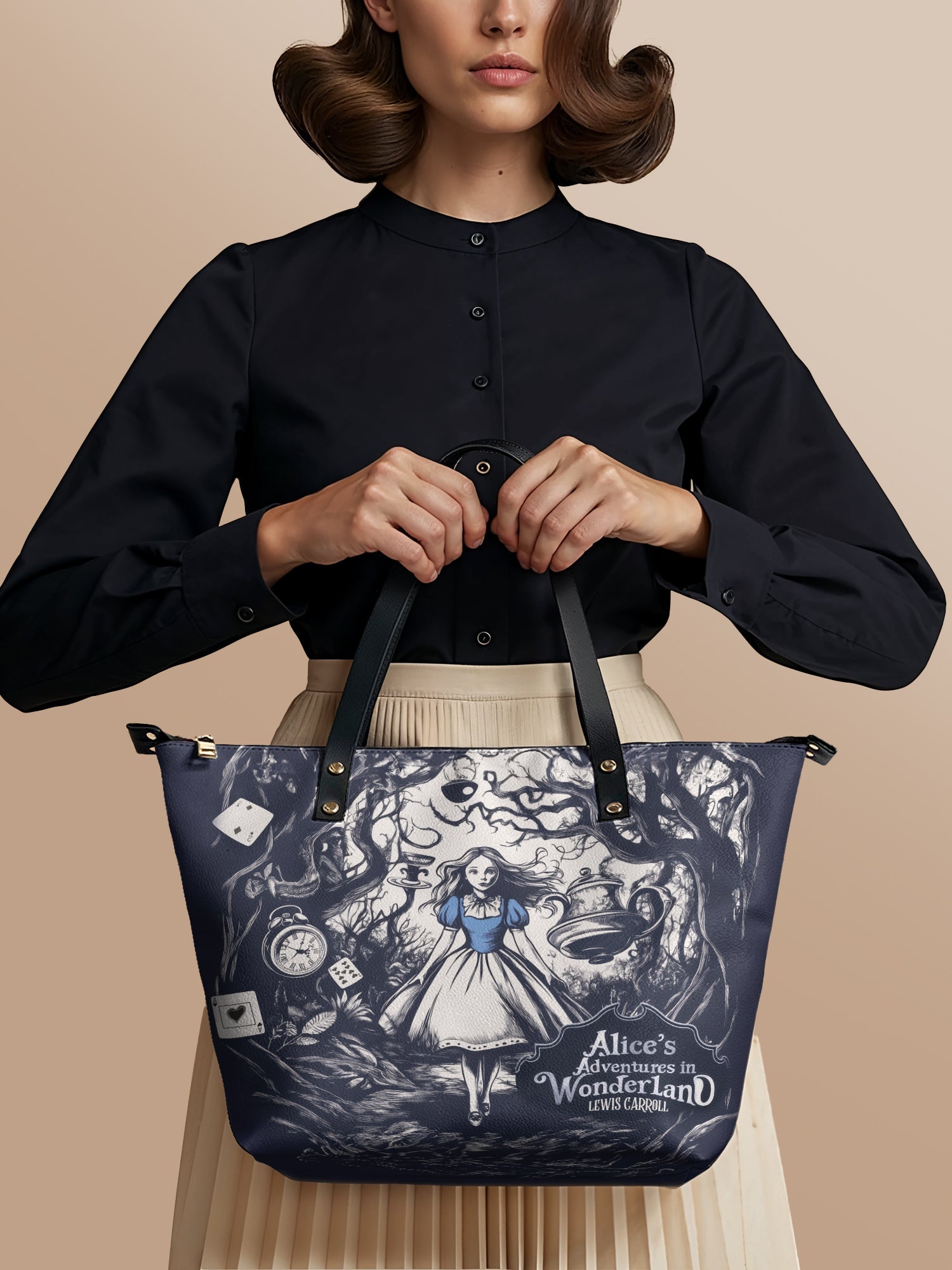 "Down the Rabbit Hole" Leather Tote Bag