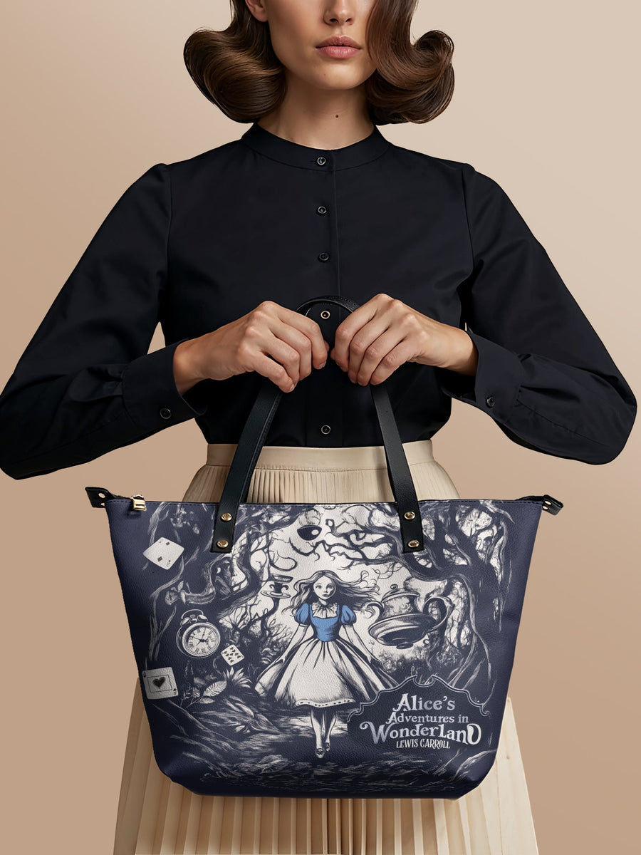"Down the Rabbit Hole" Leather Tote Bag