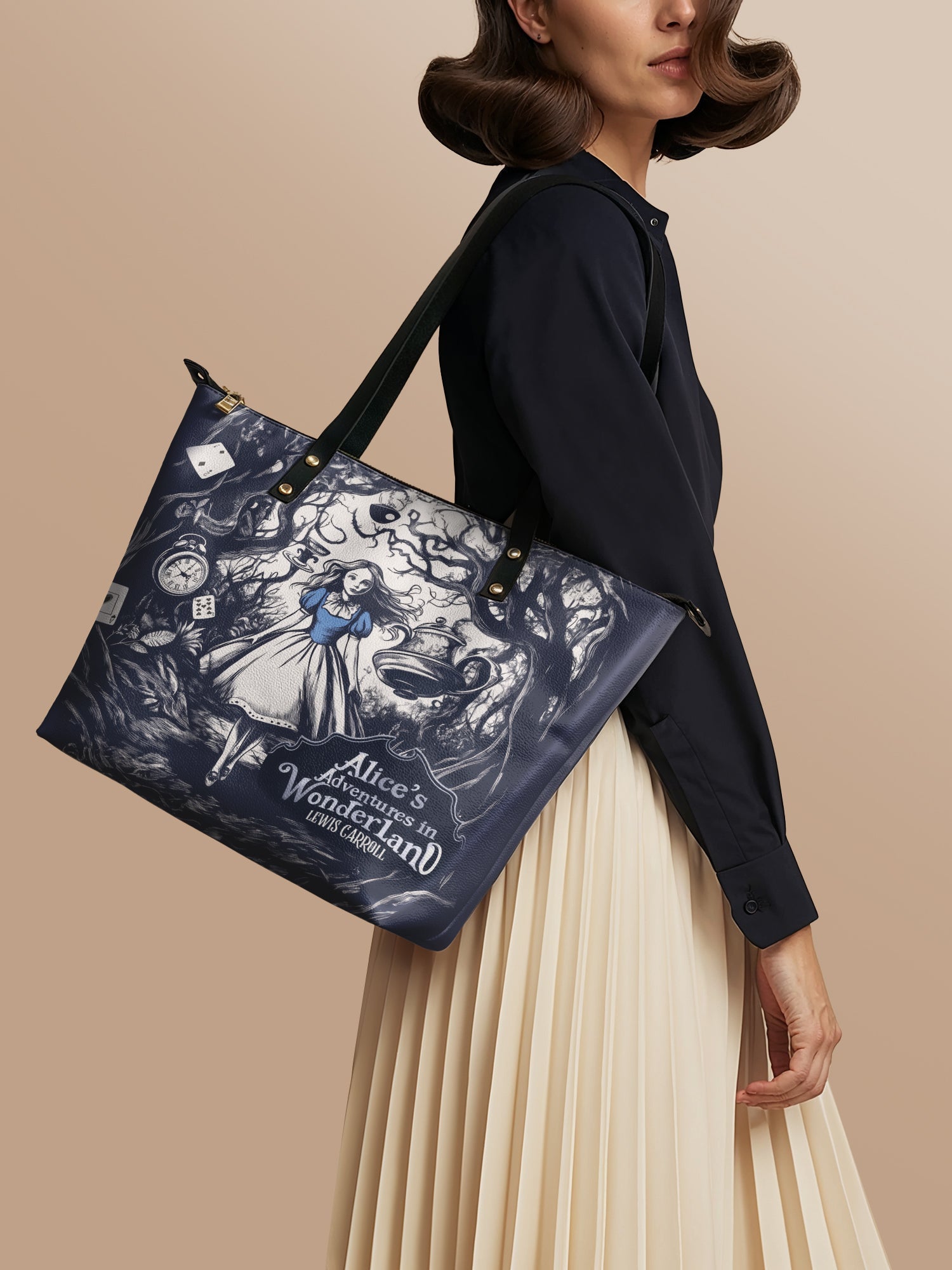 "Down the Rabbit Hole" Leather Tote Bag