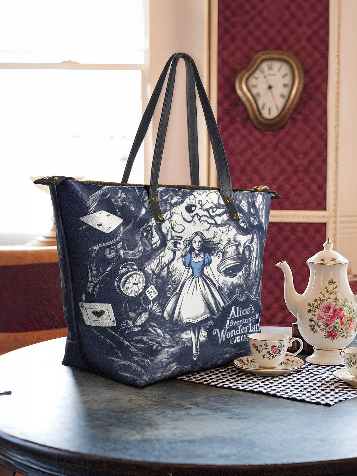"Down the Rabbit Hole" Leather Tote Bag