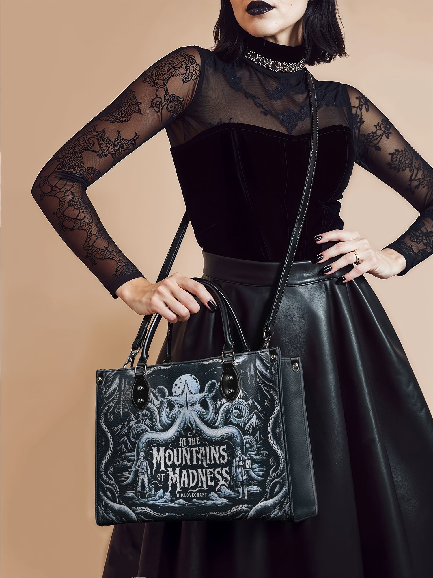 "At The Mountains Of Madness" - Black Interior - Leather Handbag