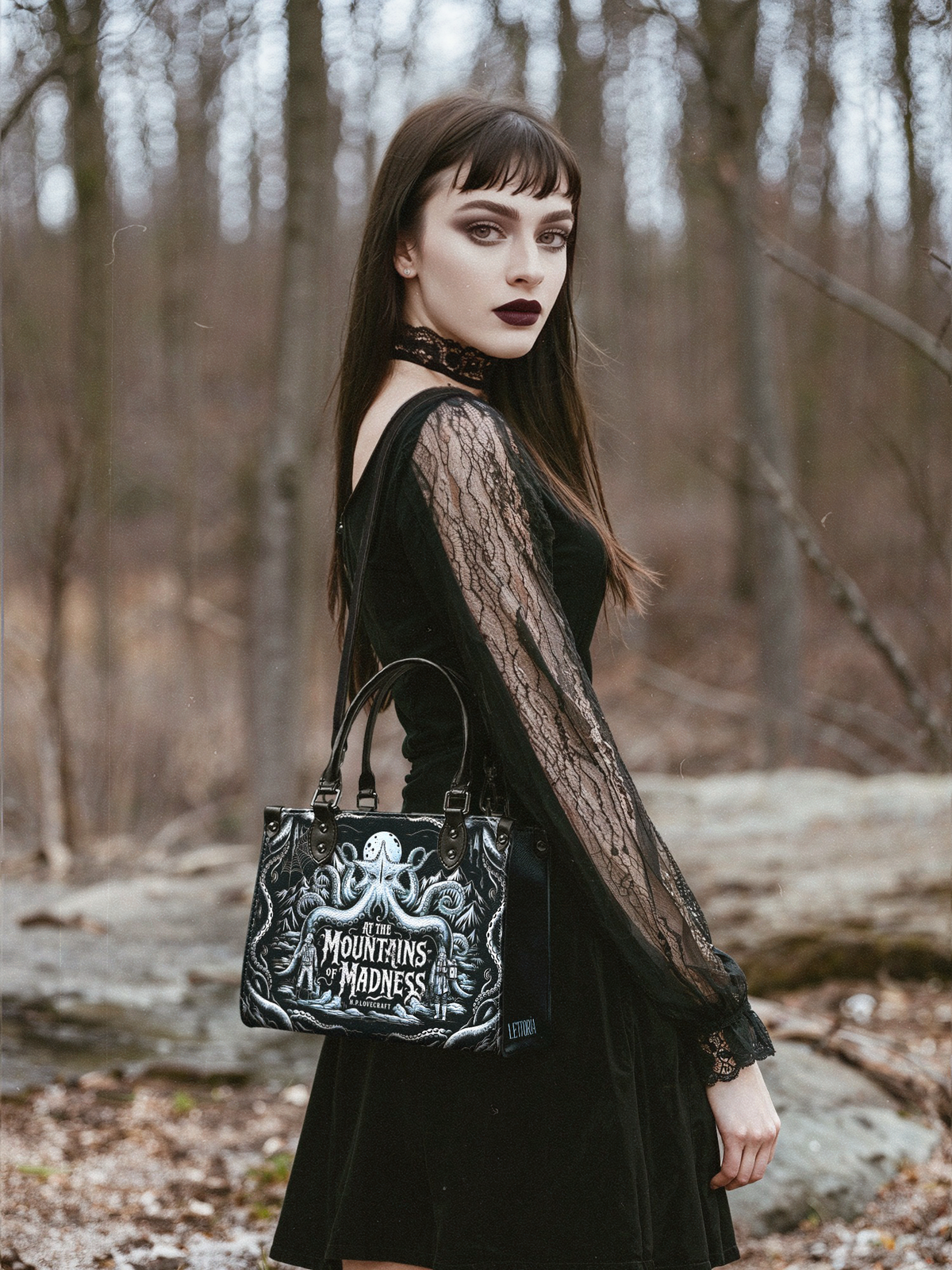 "At The Mountains Of Madness" - Black Interior - Small Leather Handbag