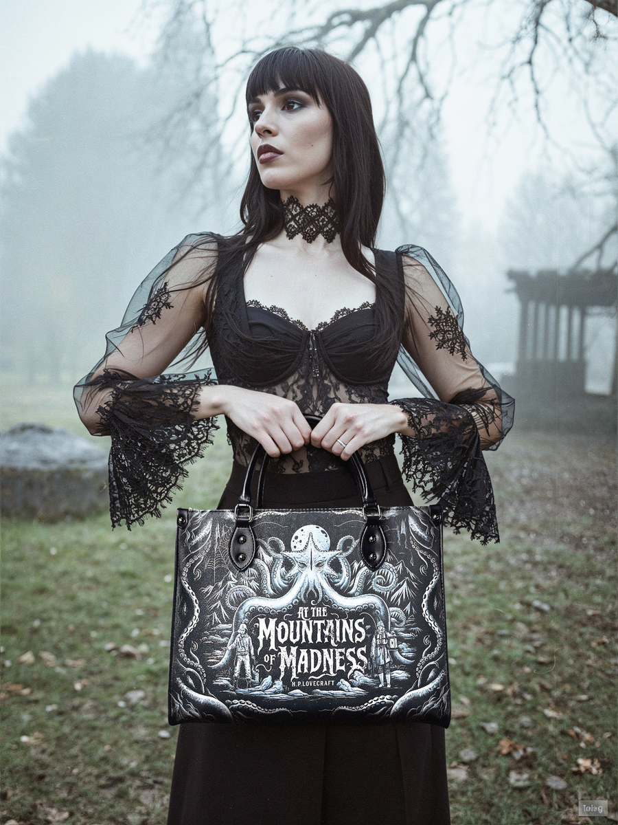 "At The Mountains Of Madness" - Black Interior - Leather Handbag