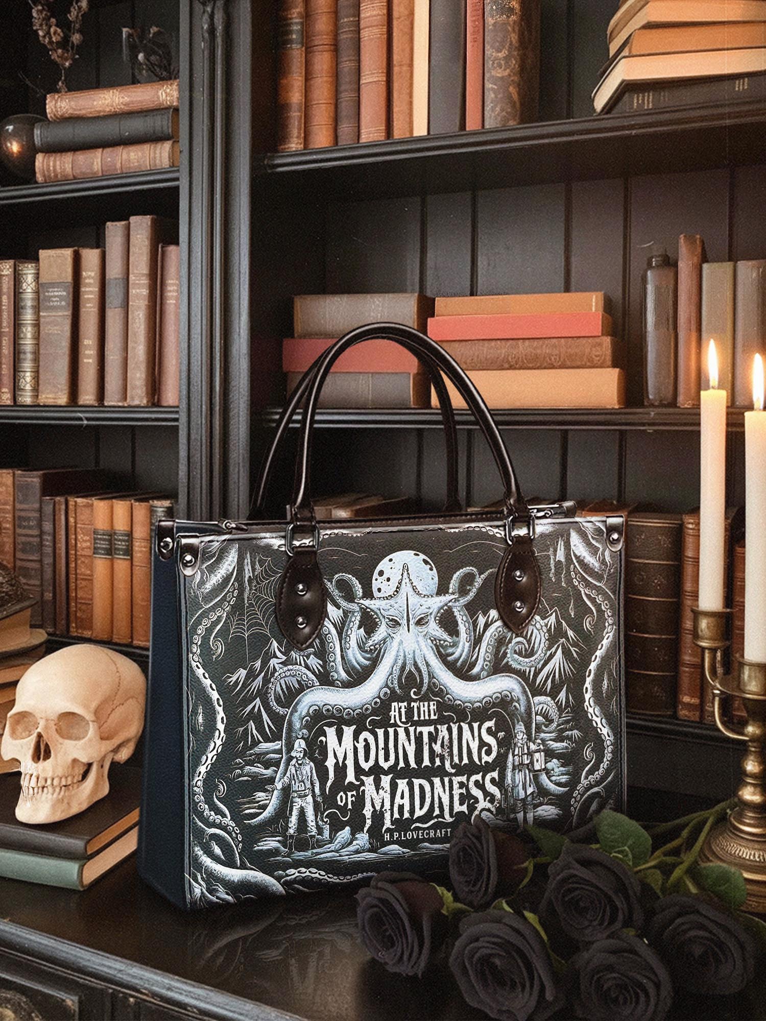 "At The Mountains Of Madness" - Black Interior - Leather Handbag