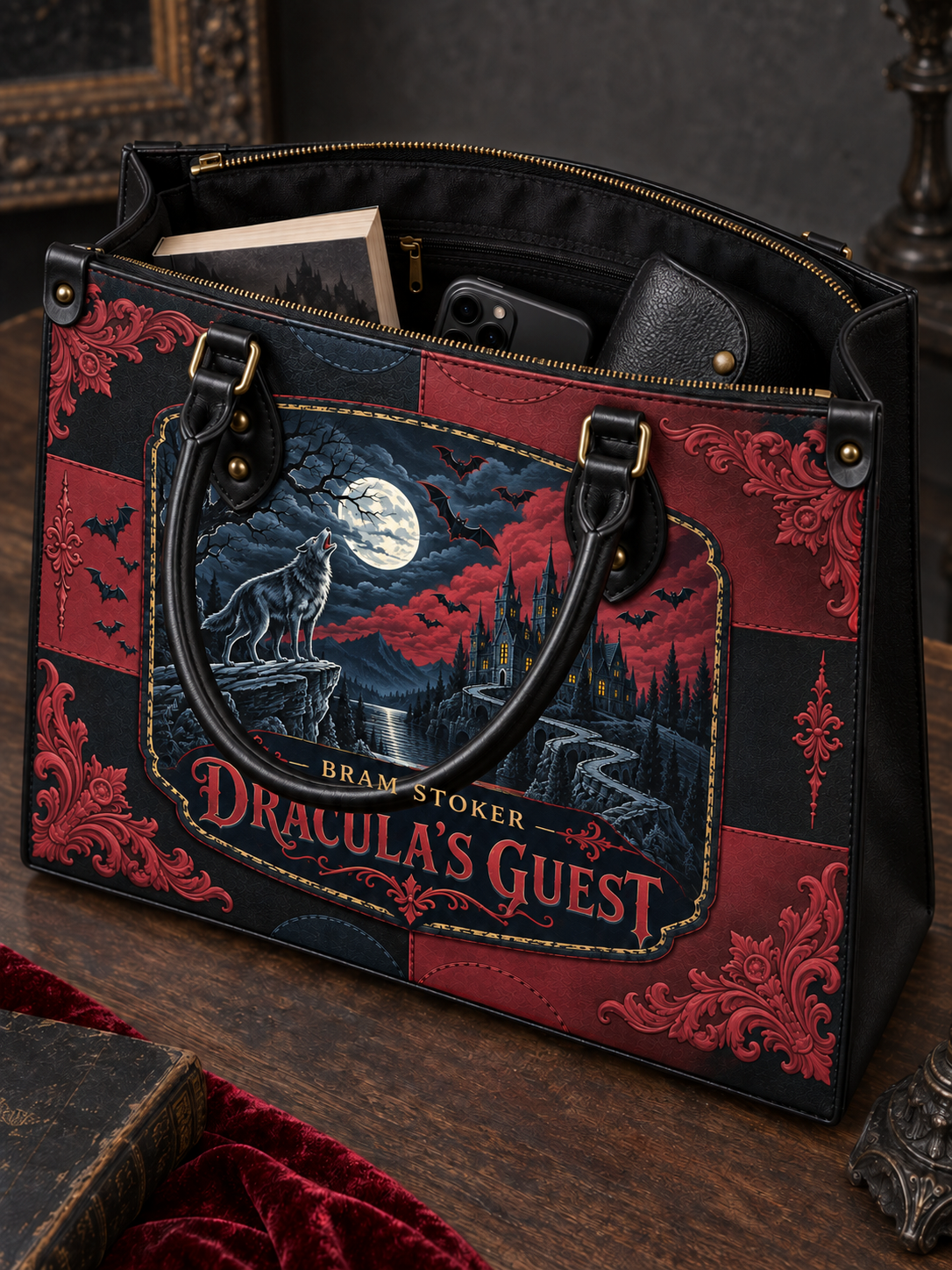 "Dracula's Guest" - Black Interior - Leather Handbag