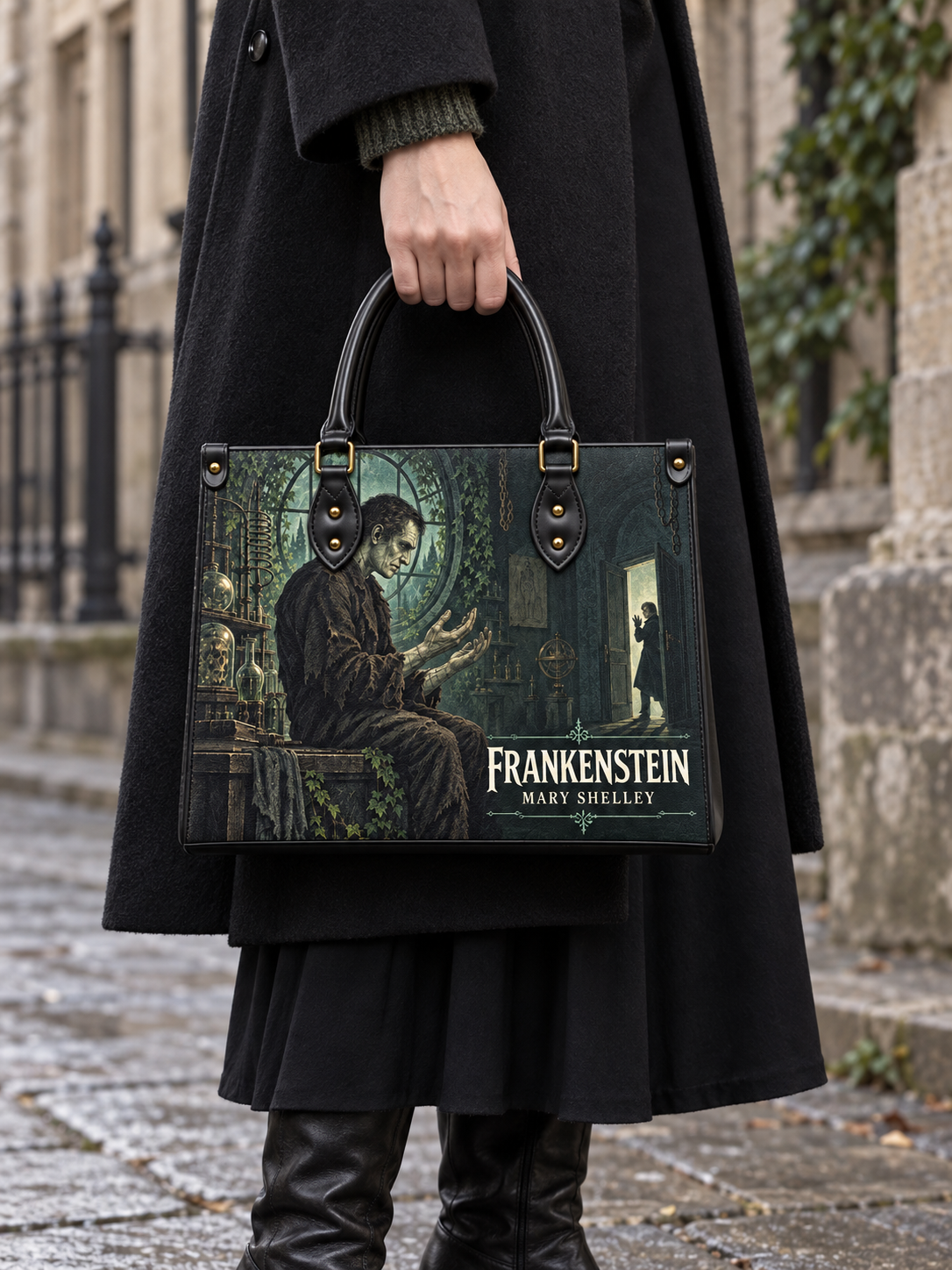 "Frankenstein" Mortuary Moss Leather Handbag