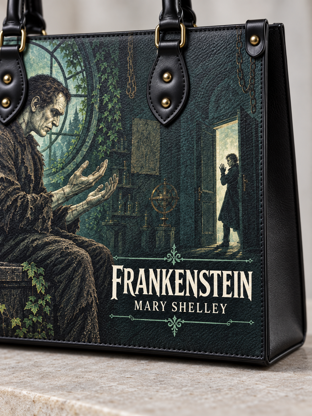 "Frankenstein" Mortuary Moss Leather Handbag
