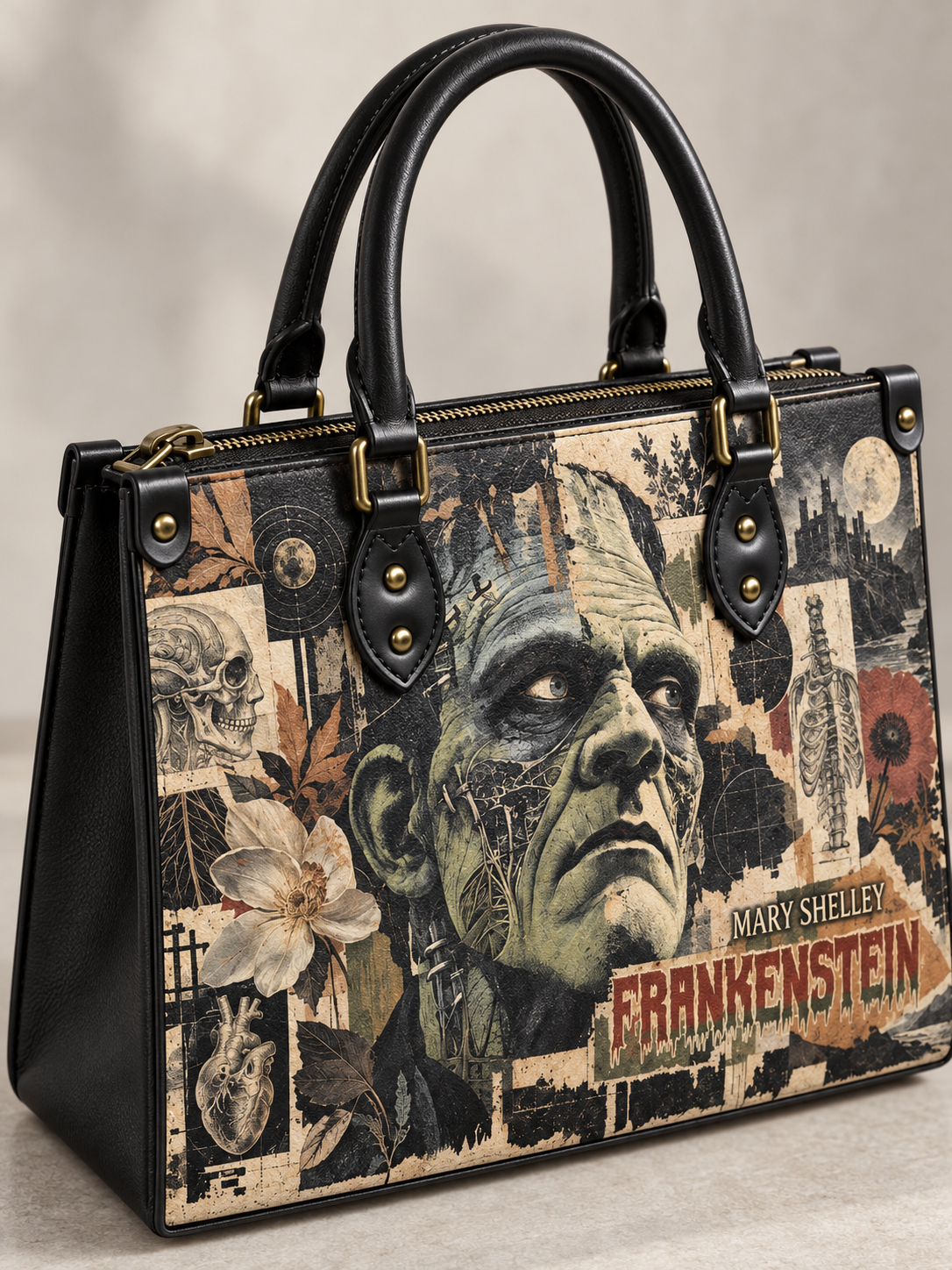 "Frankenstein" Old Parchment Leather Handbag