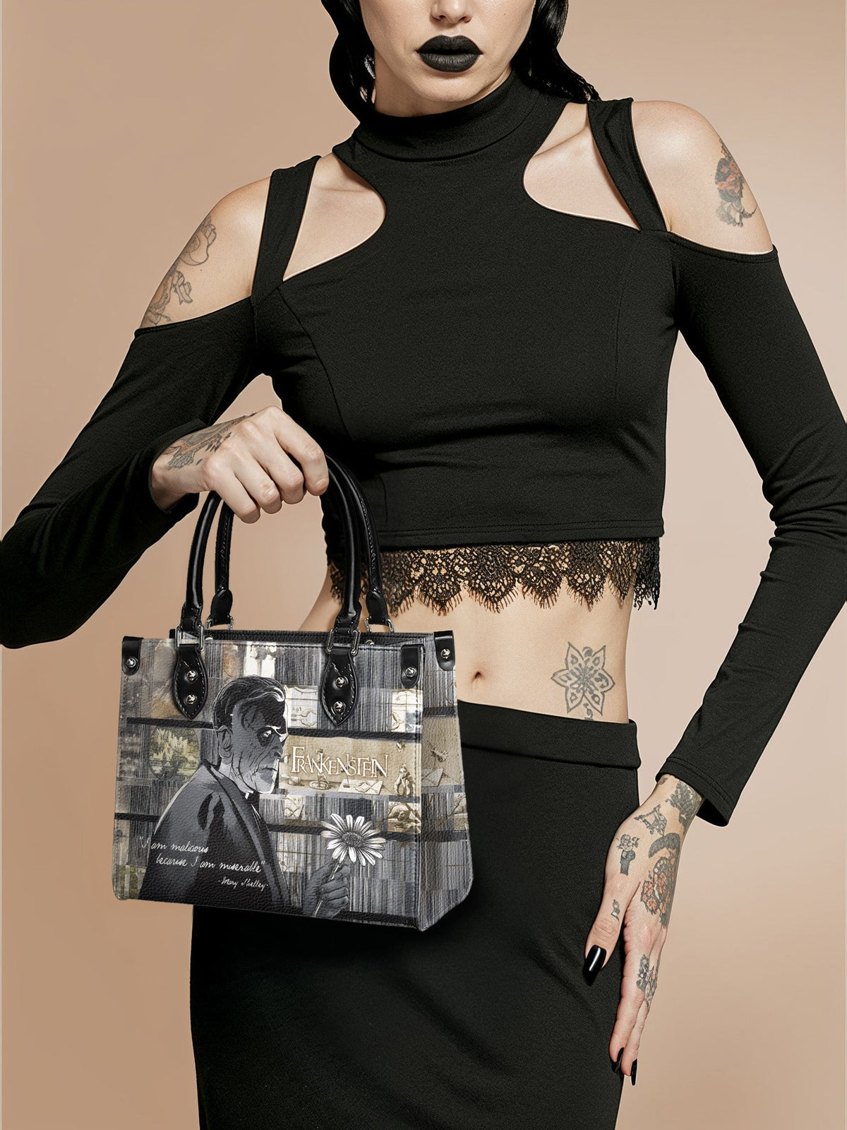 "Frankenstein" Ashes of Hope - Black Interior - Small Leather Handbag