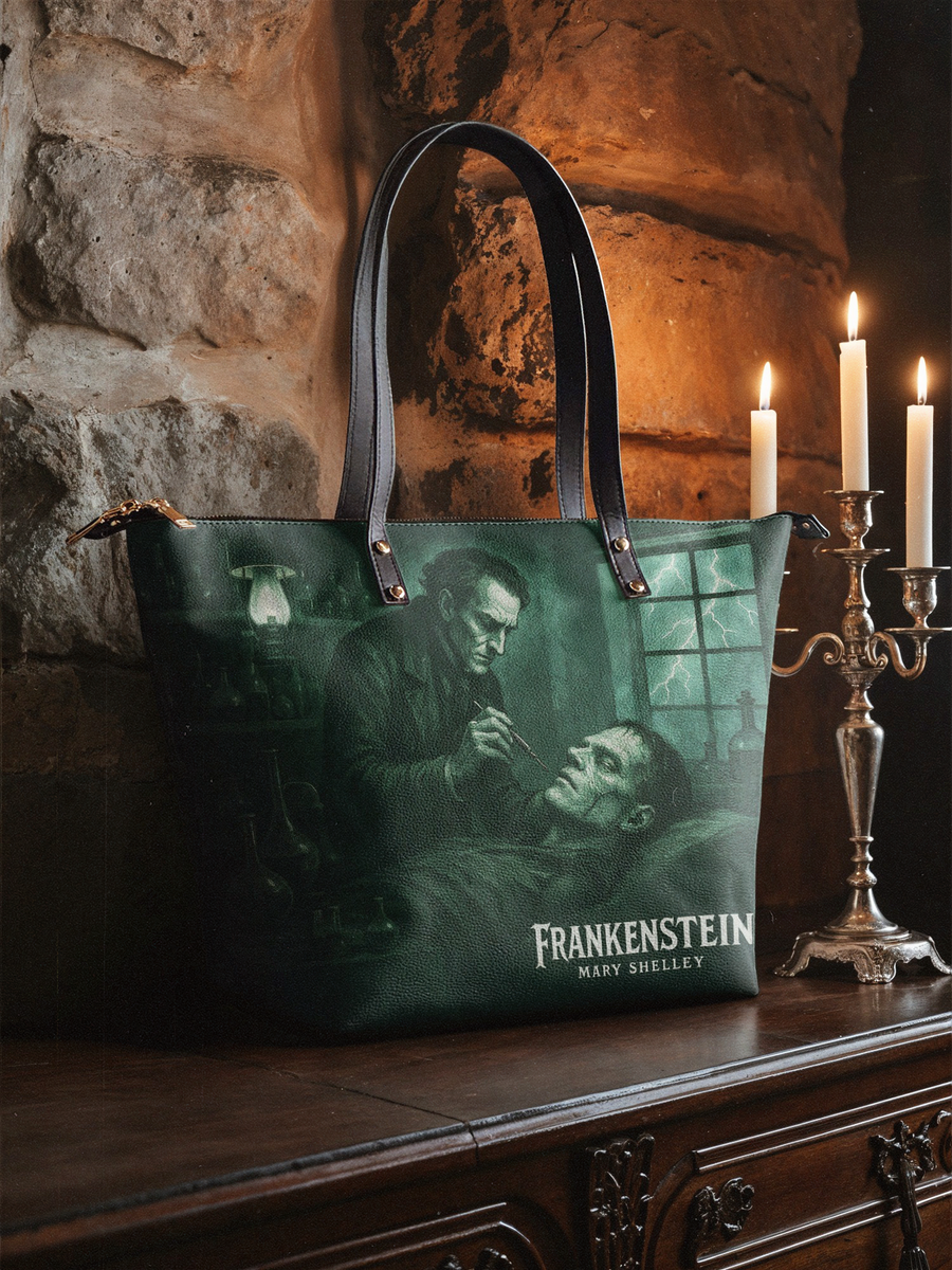 "Frankenstein" Mortuary Moss Leather Tote Bag