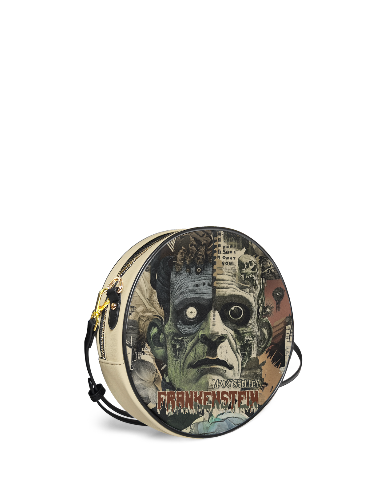 "Frankenstein" Old Parchment Circle Crossbody Bag