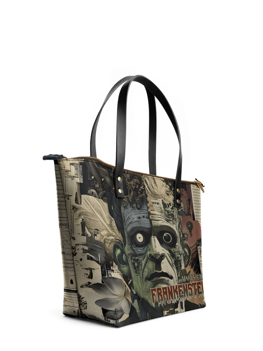 "Frankenstein" Old Parchment Leather Tote Bag